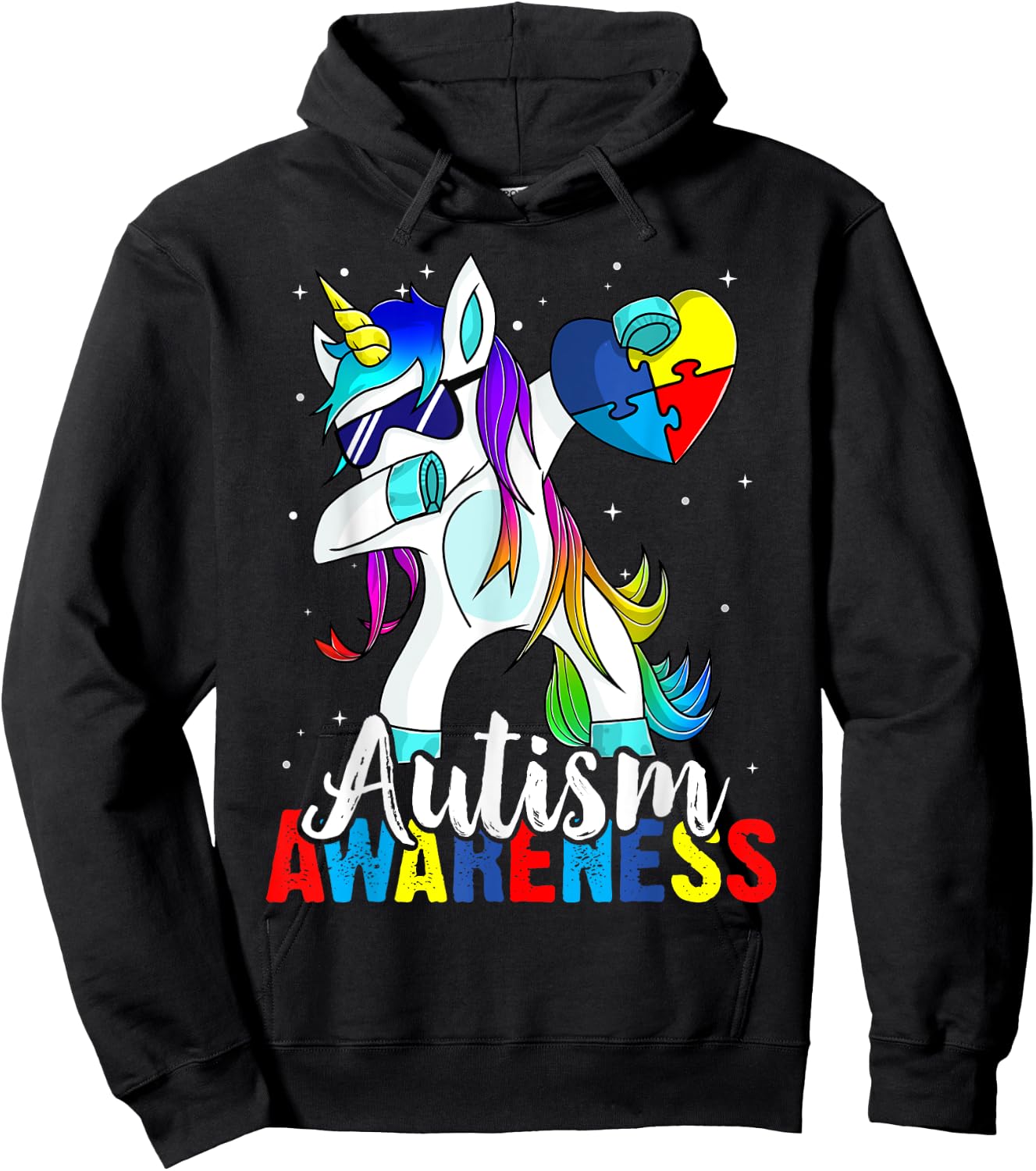 Dabbing Unicorn Autism Awareness Kids Girls Boys Be Kind Hoodie - Hoodie | Black