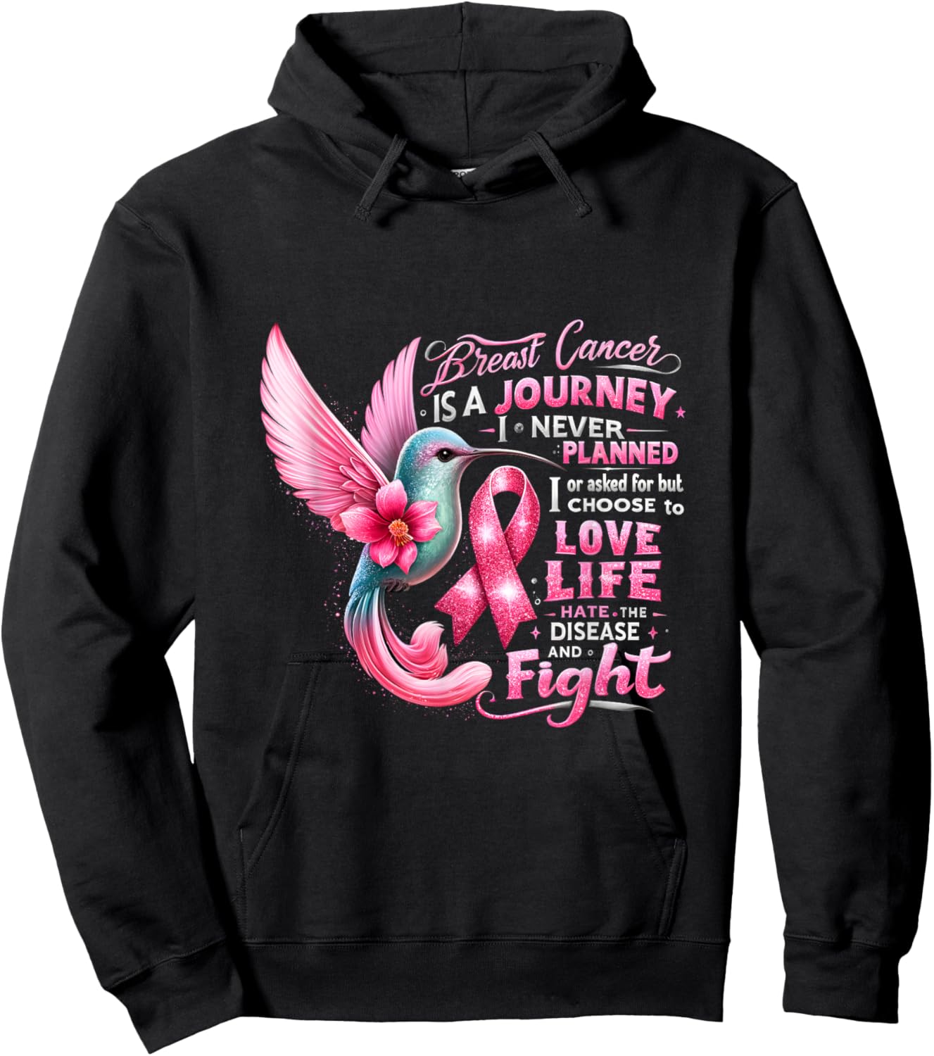 Breast Cancer Is A Journey I Never Planned Cancer Warrior Hoodie - Hoodie | Black