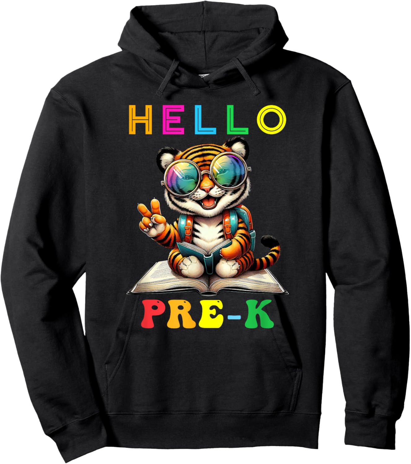 Hello Pre K Tiger Lover Back to School Kids Boys Girls Hoodie - Hoodie | Black