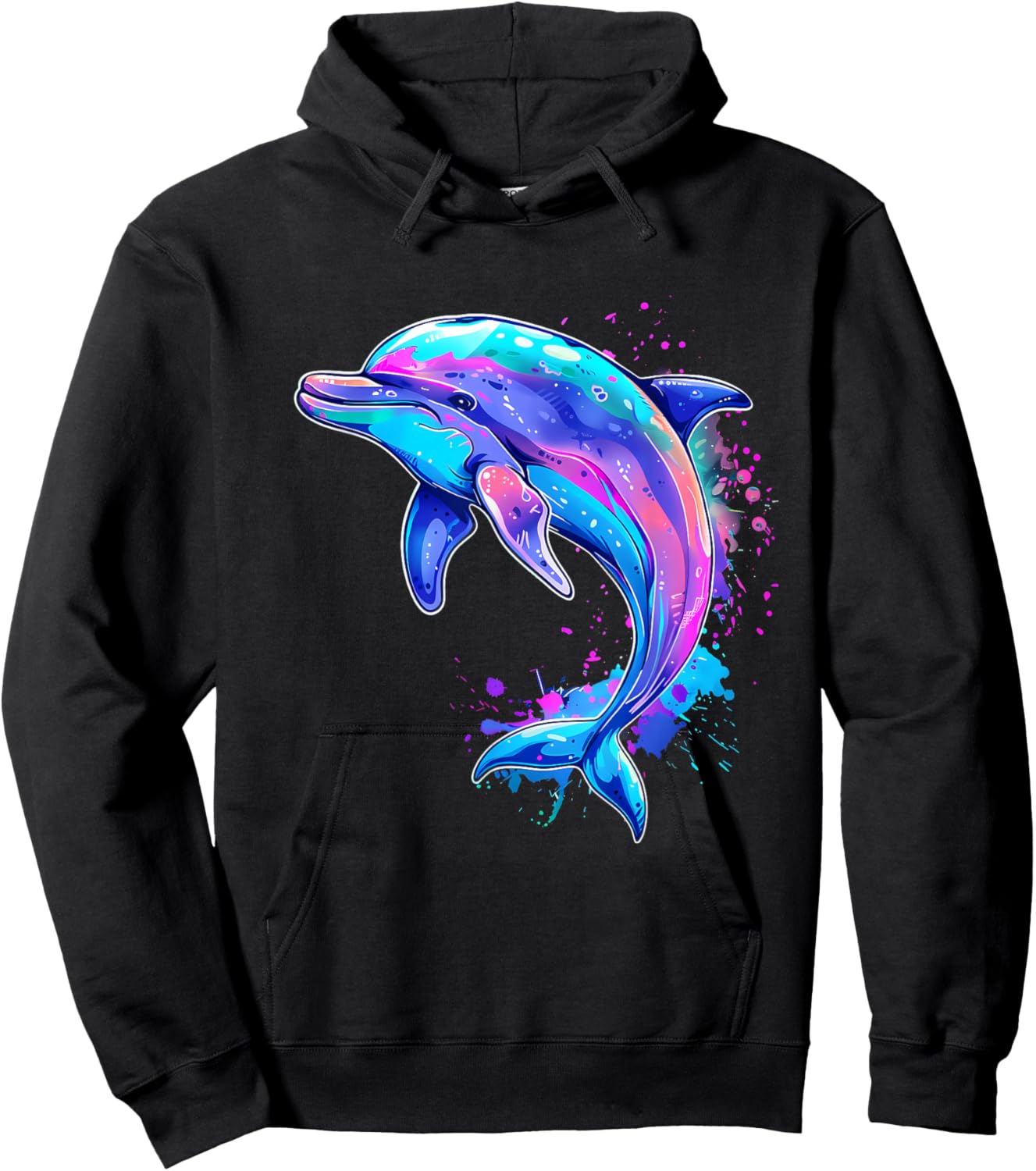 Dolphin Ocean Sea Dolphin Watercolor Sea Ocean Animal Hoodie - Hoodie | Black