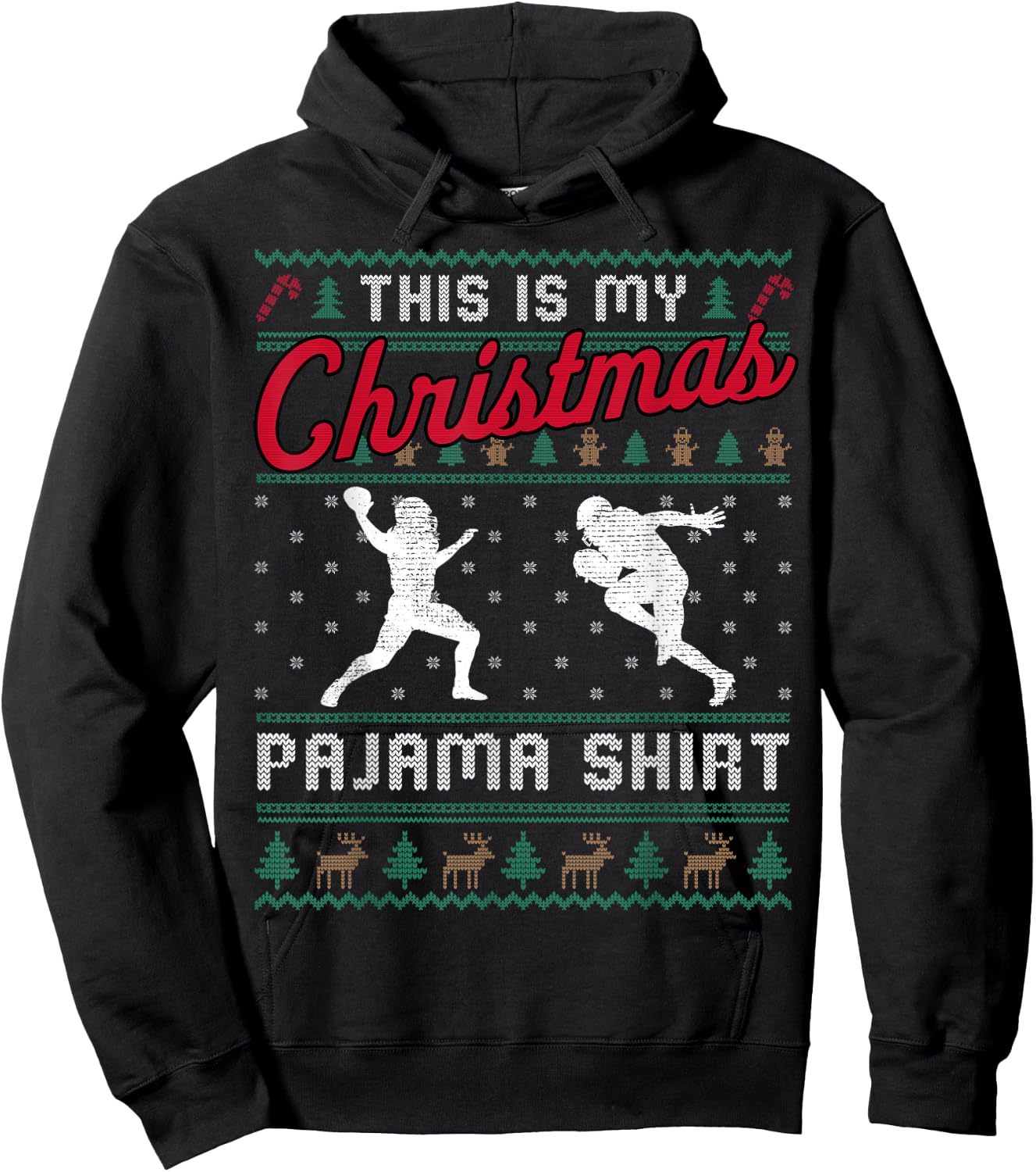 This Is My Christmas Pajama American Football Ugly Sweater Hoodie - Hoodie | Black
