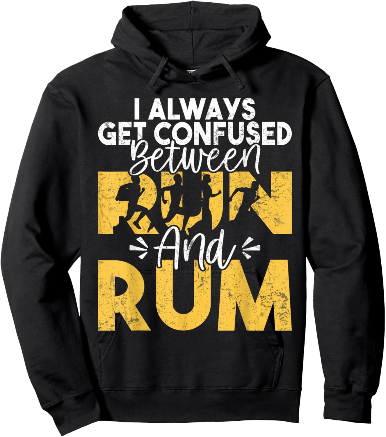 Confused between Run and Rum funny Exercise Hoodie - Hoodie | Black