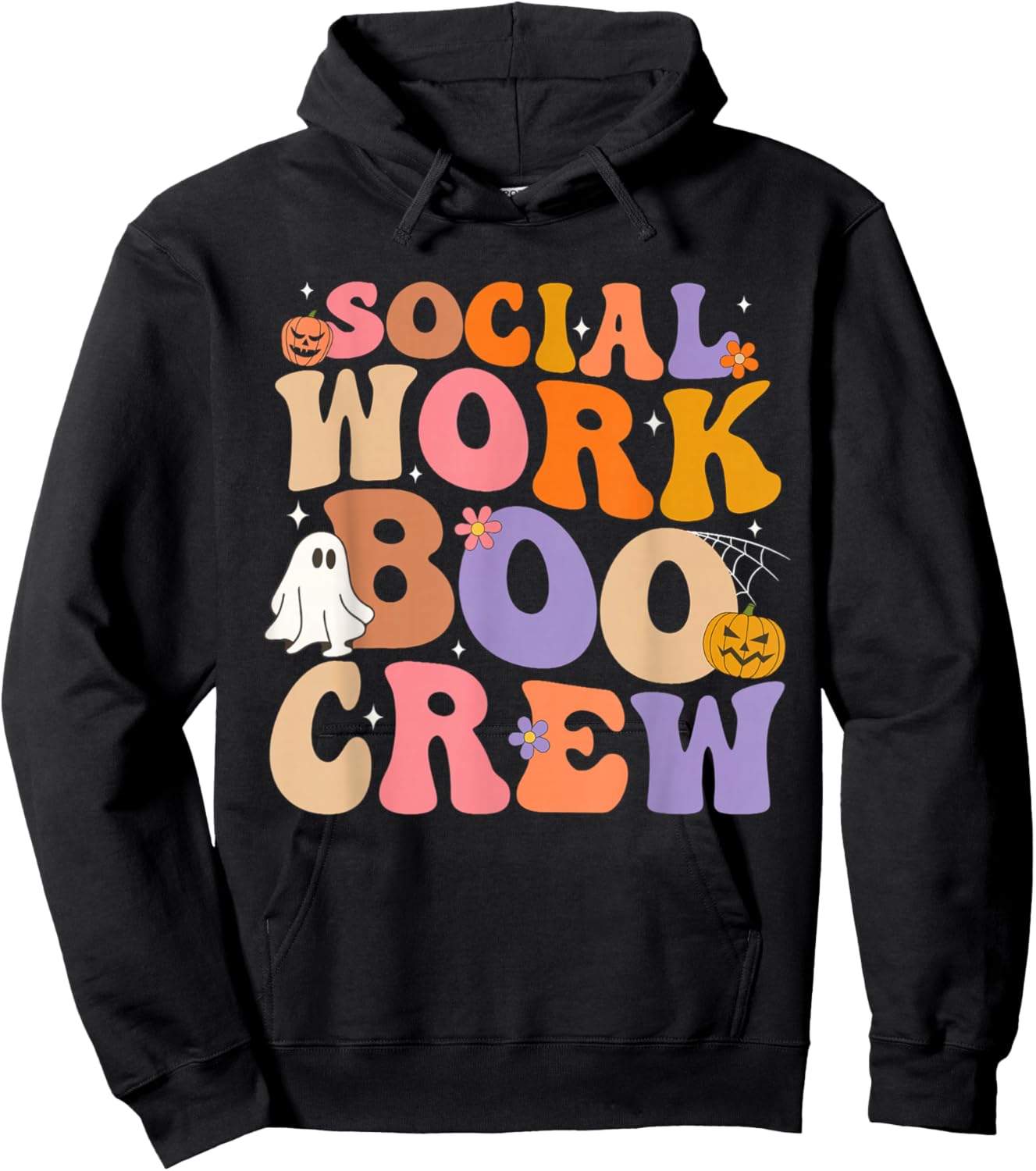 Retro Social Worker Boo Crew Halloween Spooky Psychologist Hoodie - Hoodie | Black