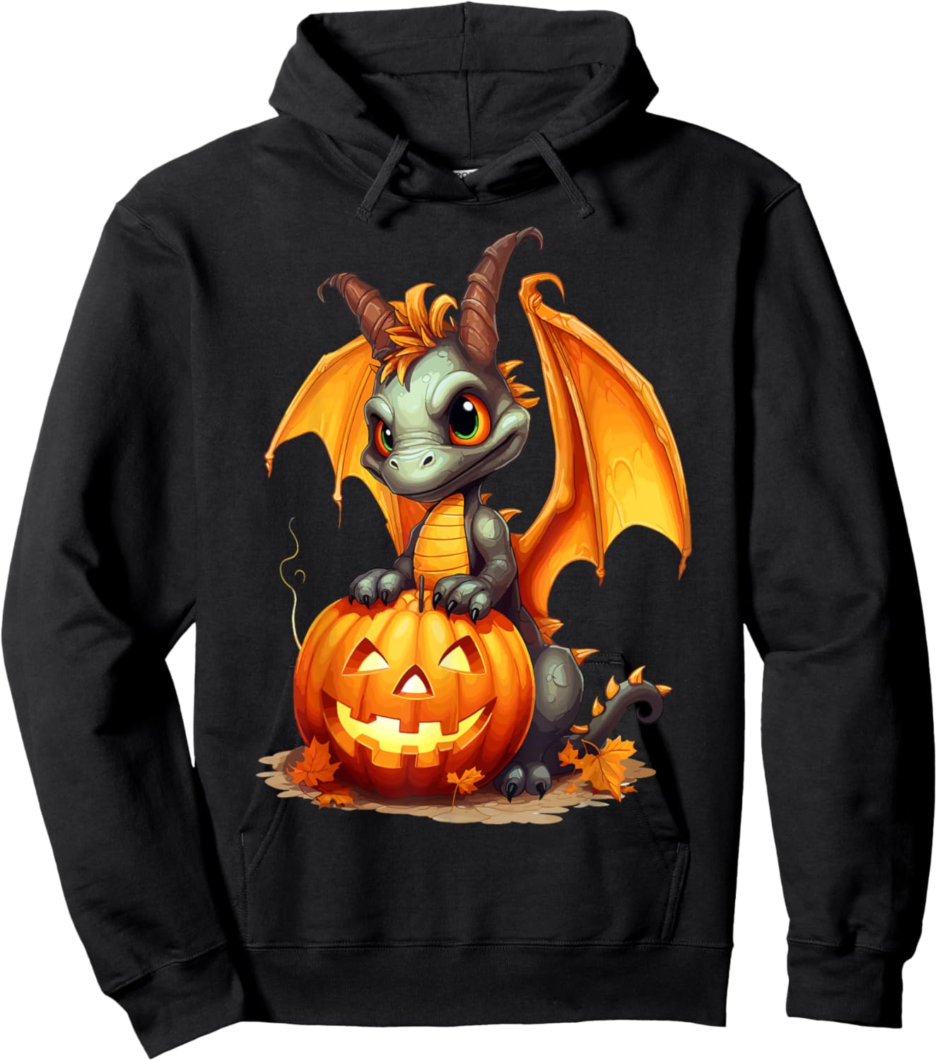 Spooky Halloween Dragon Pumpkin Hoodie - Hoodie | Black
