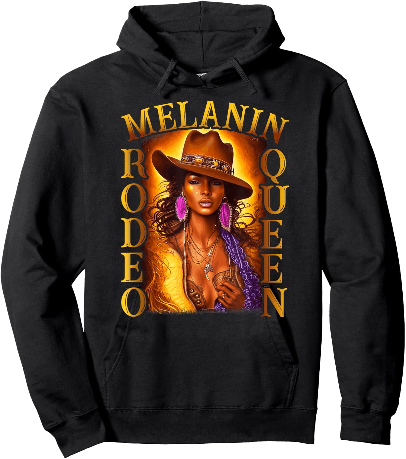 Melanin Rodeo Queen Country African American Cowgirl Hoodie - Hoodie | Black