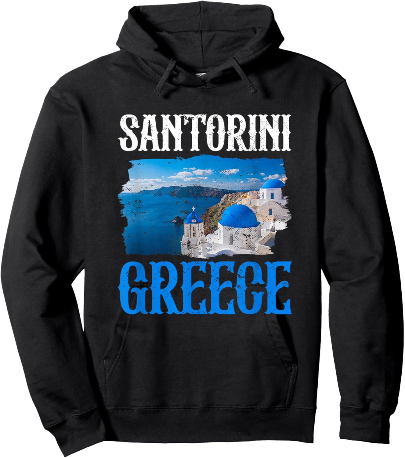 Santorini Greece Painting Souvenir Greek Island Aesthetic Hoodie - Hoodie | Black