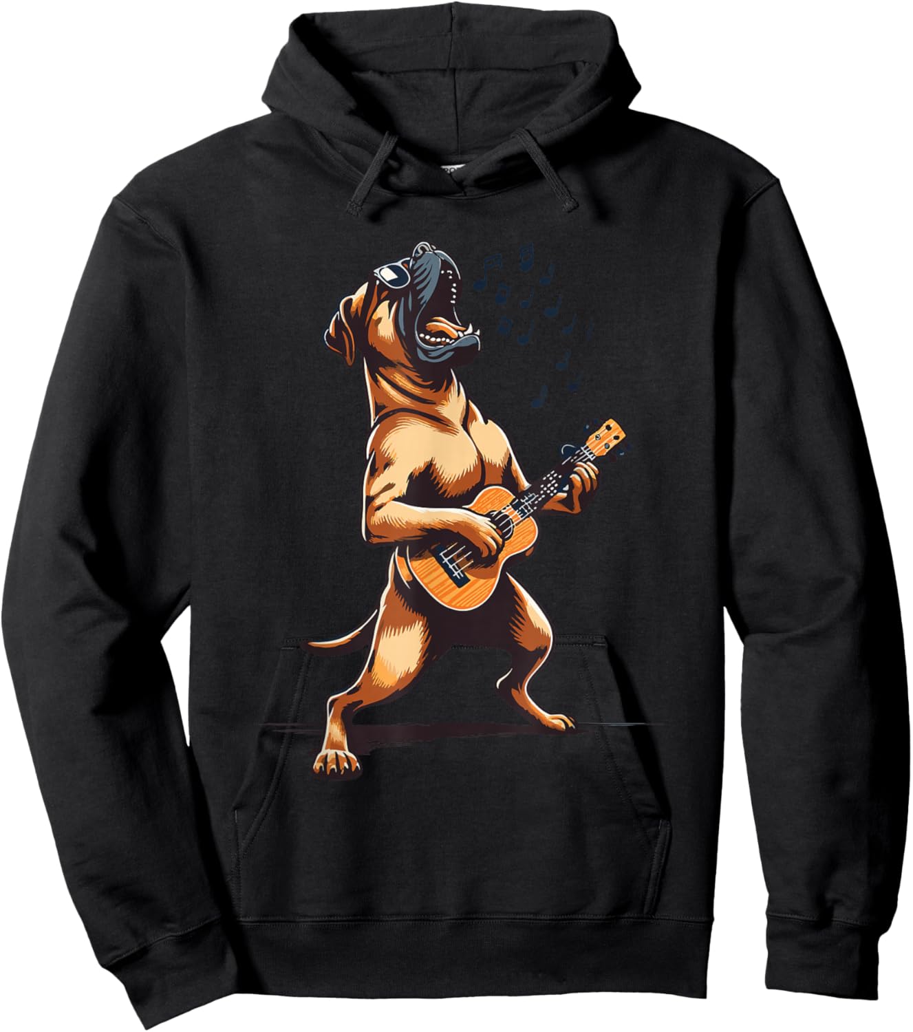 Dog Playing Guitar Singing Boerboel Bull Mastiff Funny Hoodie - Hoodie | Black