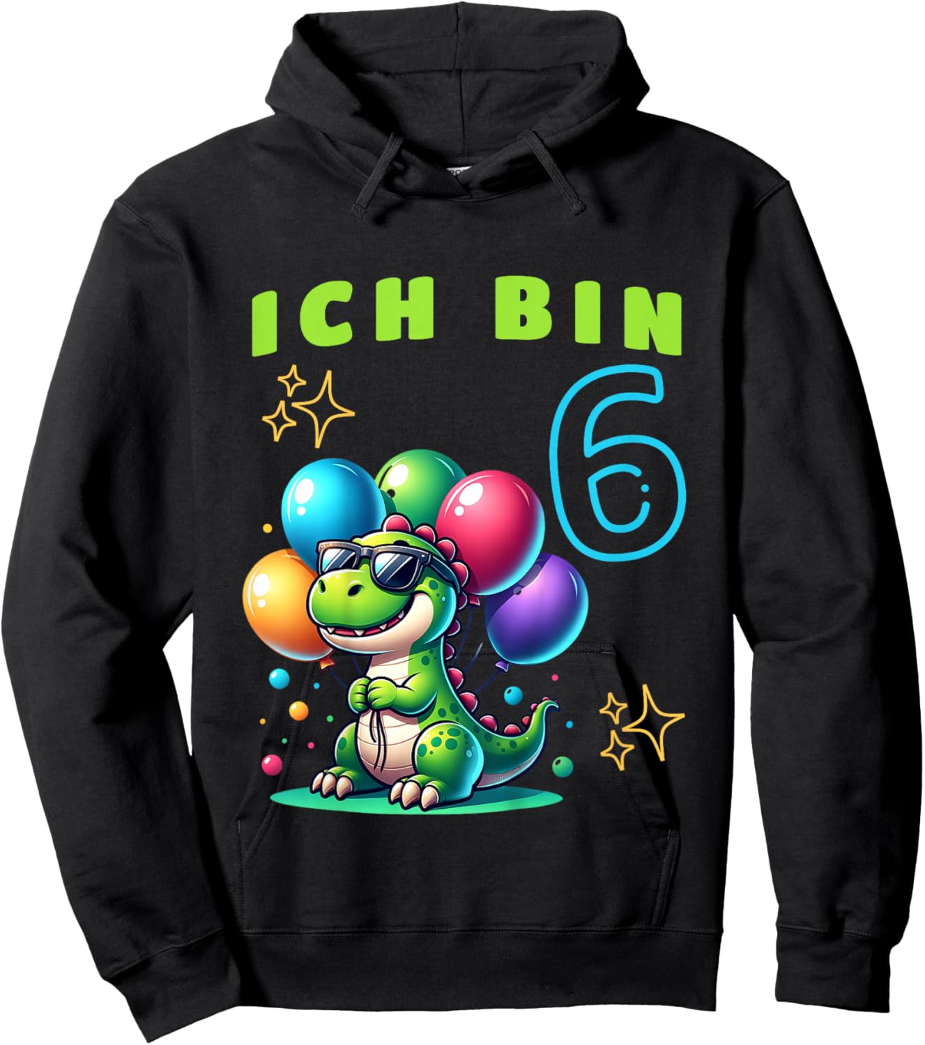 Dino Kinder Ich bin sechs Jahre alt | 6. Geburtstag Hoodie - Hoodie | Black