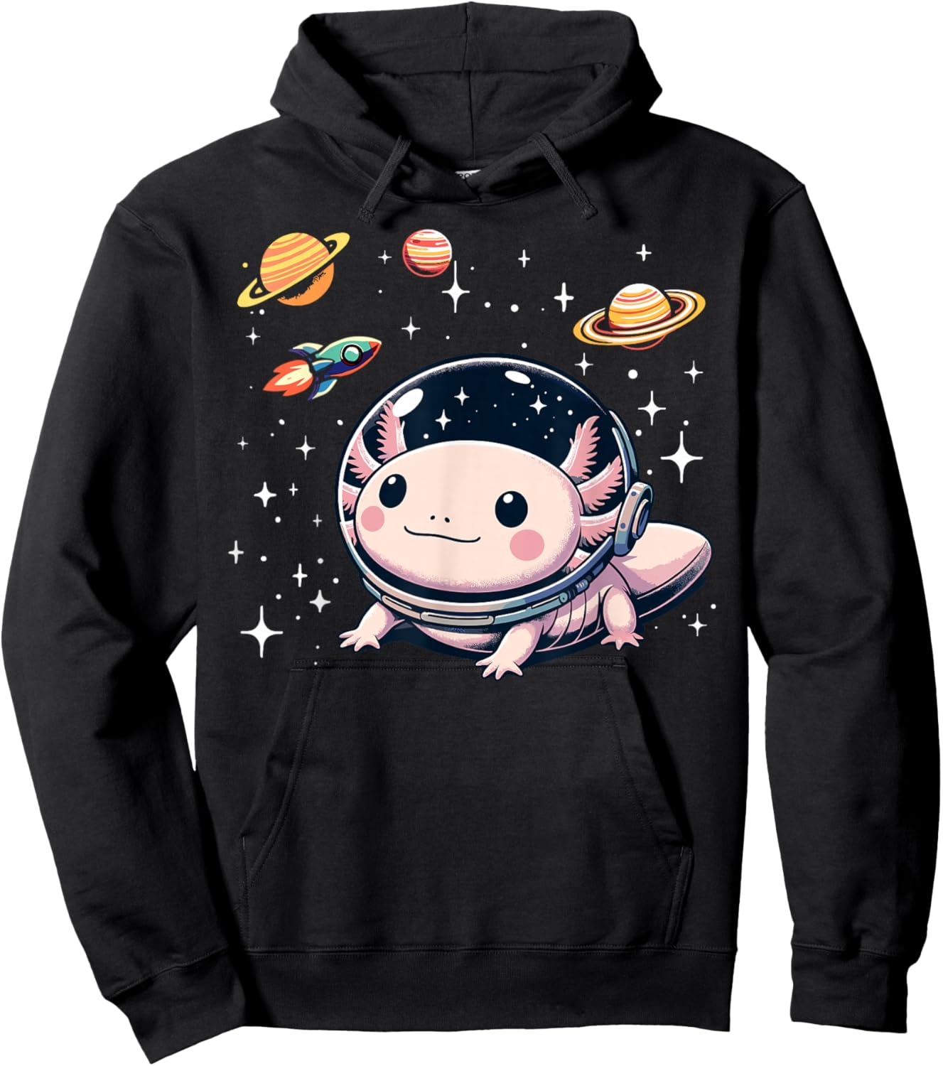 Axolotl Kawaii Cute Axolotls Astronaut Planets Space Hoodie - Hoodie | Black
