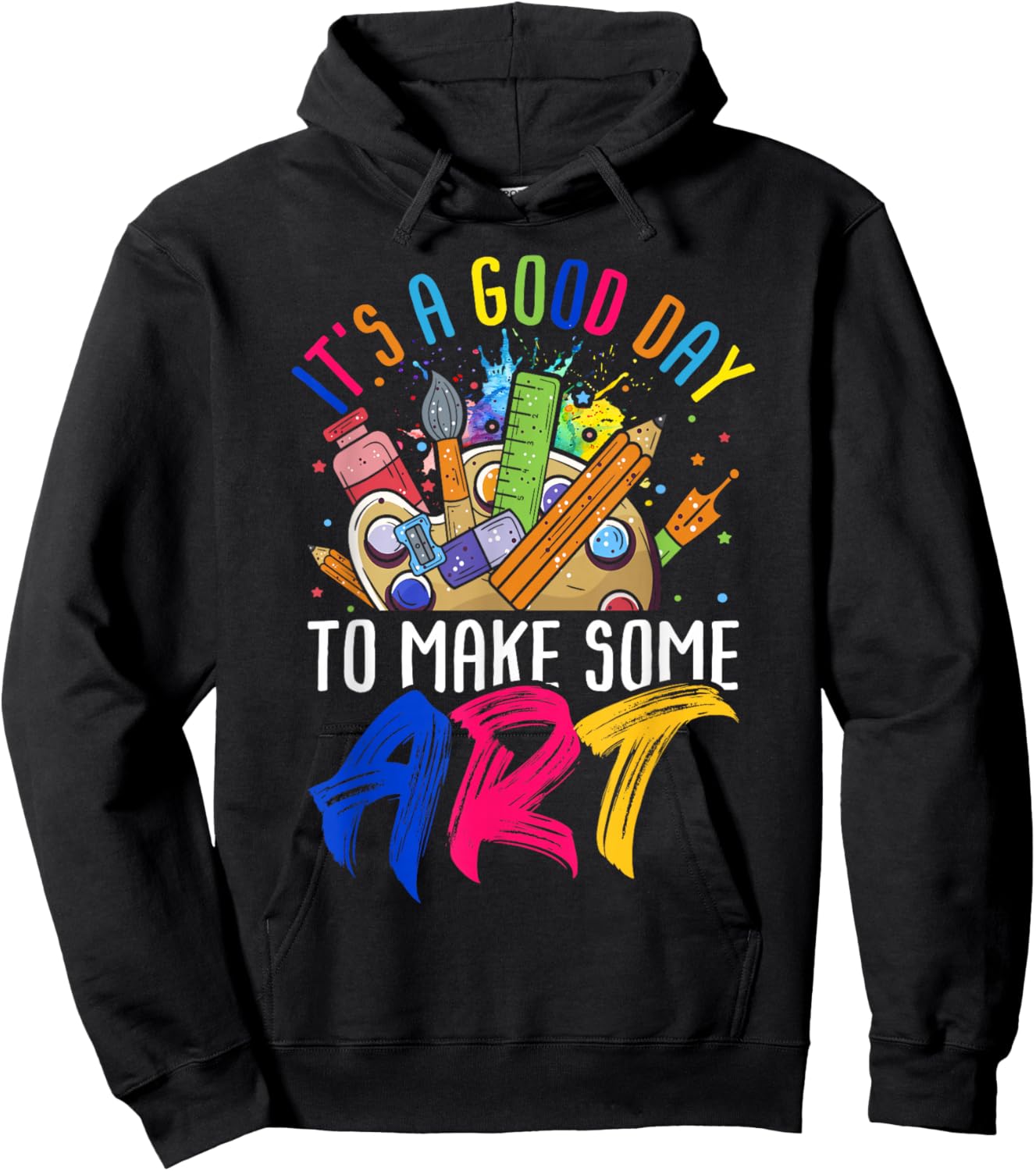 It's A Good Day To Make Art Clothes & Art Teacher Drawing Teacher Black Small Modern Classic Short Sleeve Hoodie - Hoodie | Black