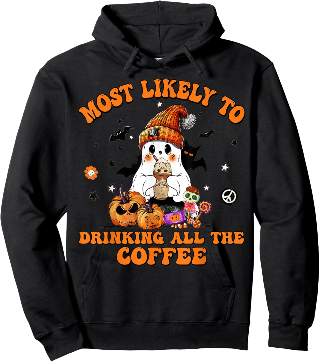 Most Likely To Halloween Drinking All The Coffee Hoodie - Hoodie | Black