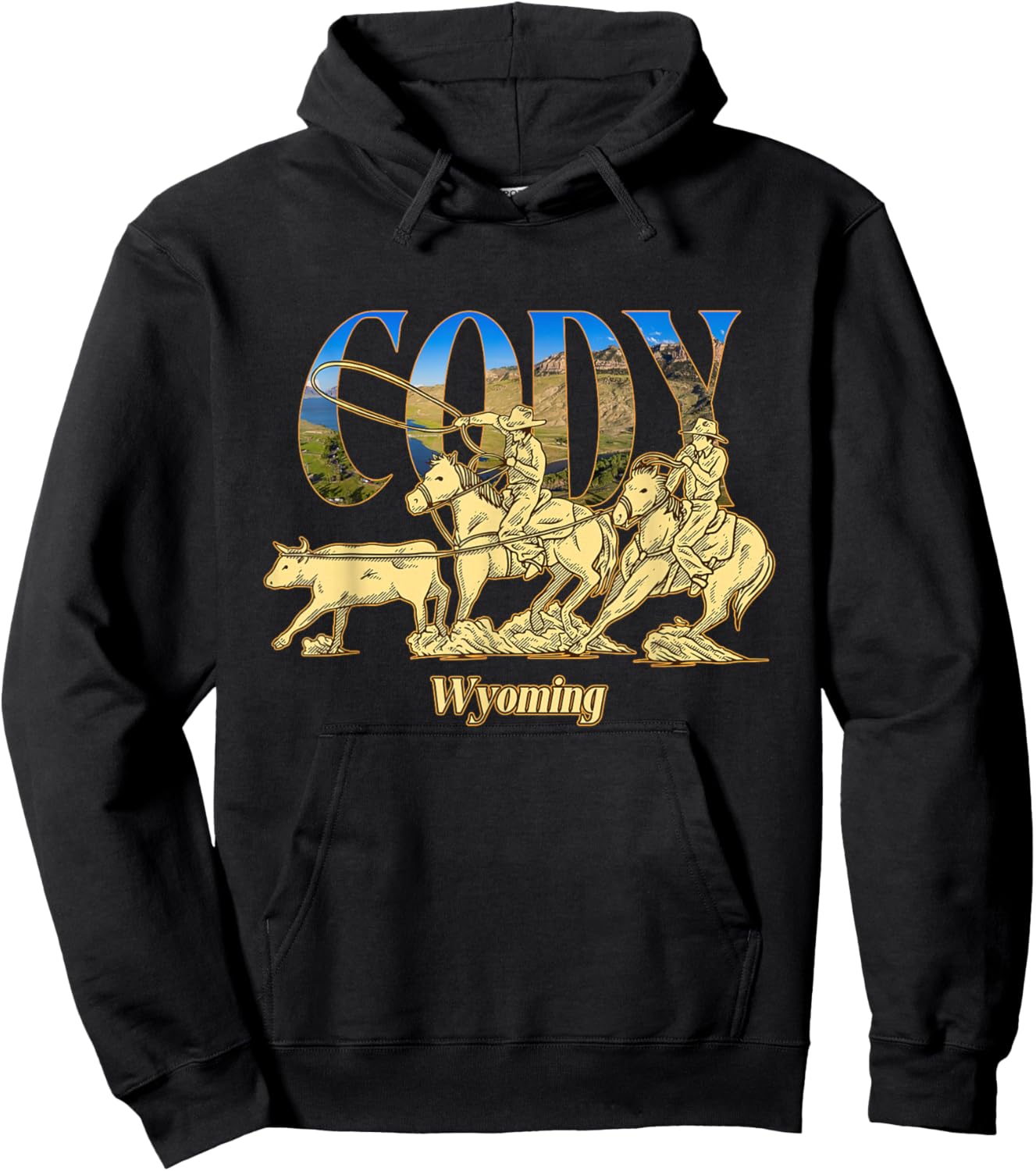 Cody Wyoming Landscape Cody Cowboy Wyoming Souvenir Hoodie - Hoodie | Black