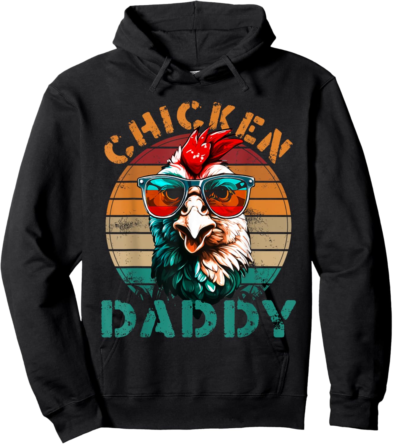 Chicken Daddy Retro Chicken Dad Fathers Day Men Hoodie - Hoodie | Black