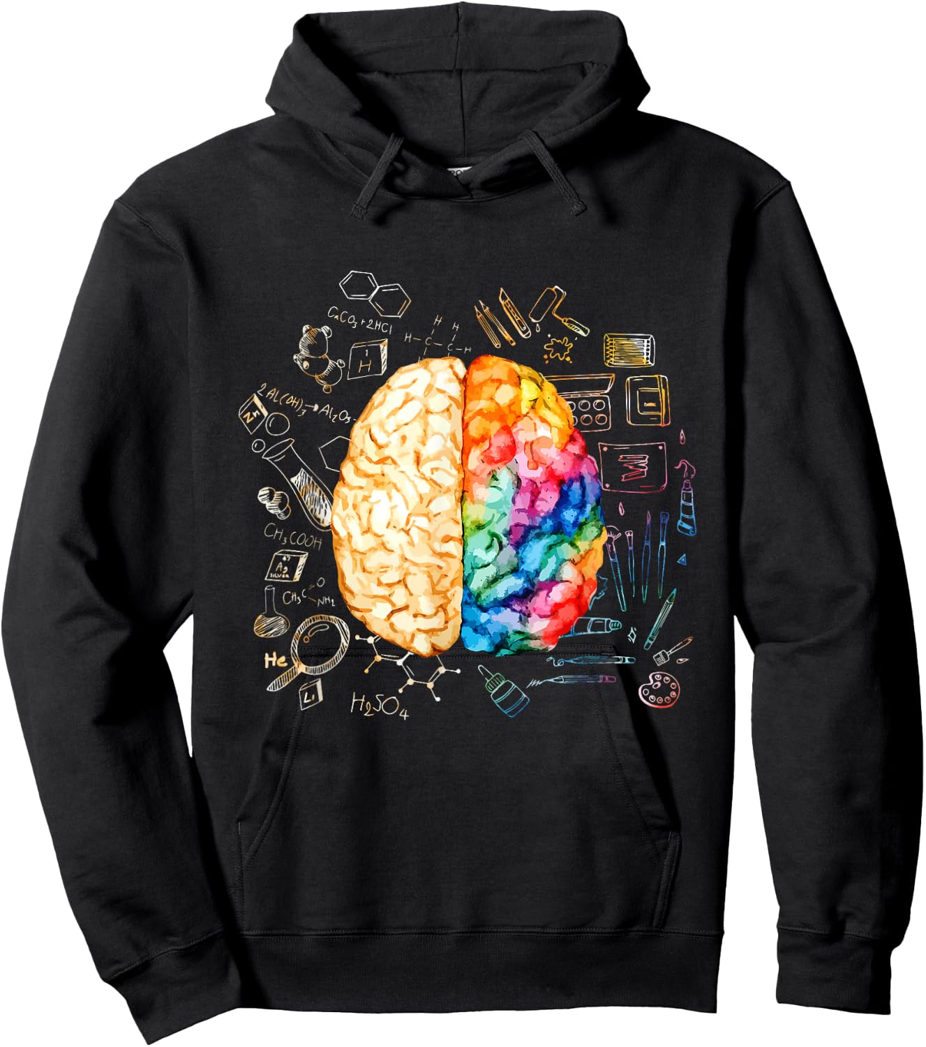Diamond Deals LLC - Colorful Brain - Science And Art - Neuroscience Neurologist Hoodie - Hoodie | Black
