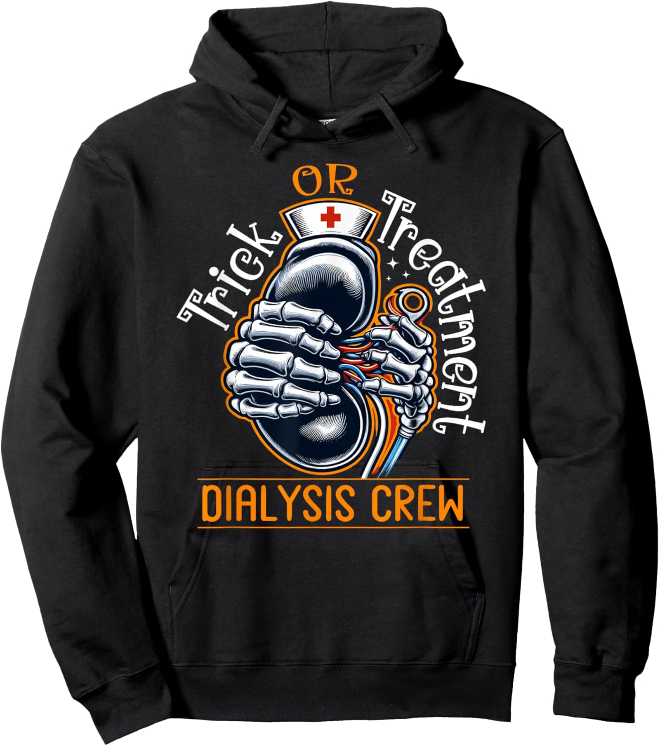 Trick Or Treatment Nurse Dialysis Crew Halloween Kidney Hoodie - Hoodie | Black