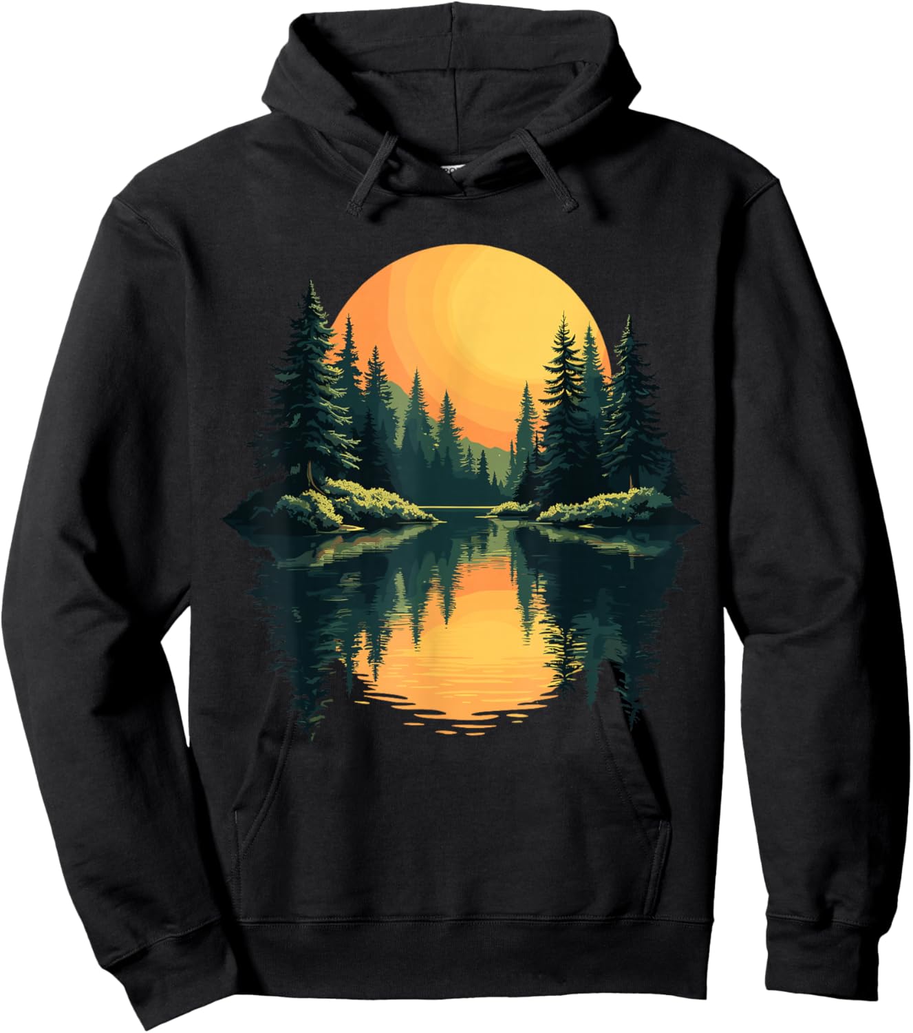 Nature Trees Reflection Forest Trees Outdoor Wildlife Hoodie - Hoodie | Black
