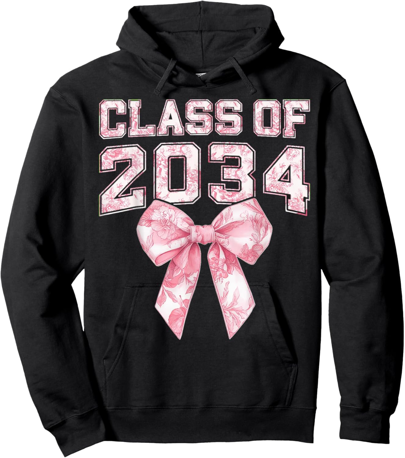 Retro Class of 2034 Graduation Preppy Coquette Bow Senior 34 Hoodie - Hoodie | Black