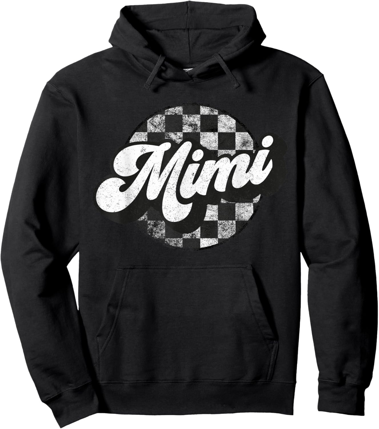 Funny Retro Checkered Mimi Race Vintage Matching Family Hoodie - Hoodie | Black