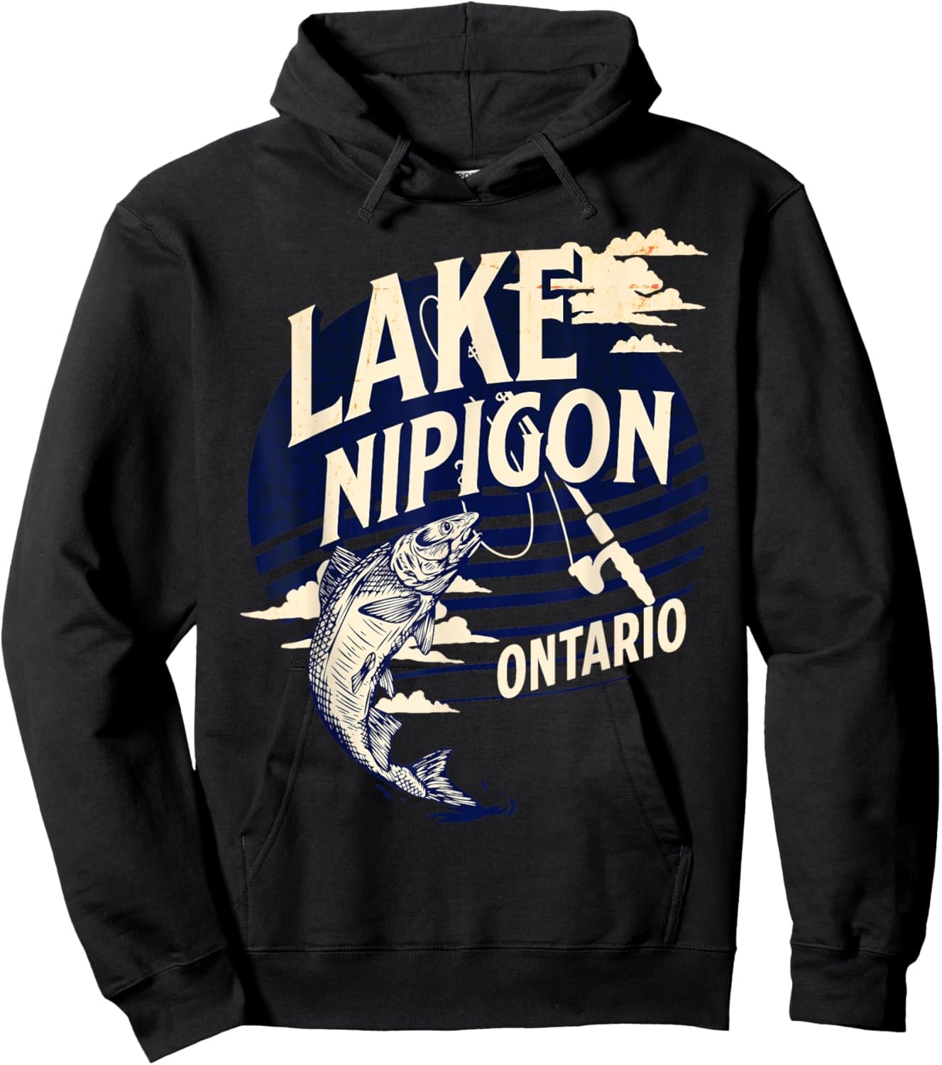 Lake Nipigon Ontario Canada Fly Fishing Trout Souvenir Hoodie - Hoodie | Black