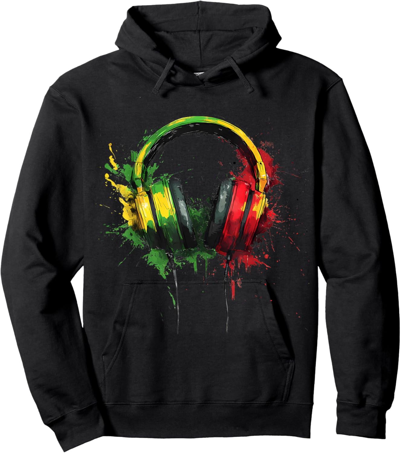 Reggae Music Headphones Jamaican Rasta Roots Jamaican Hoodie - Hoodie | Black