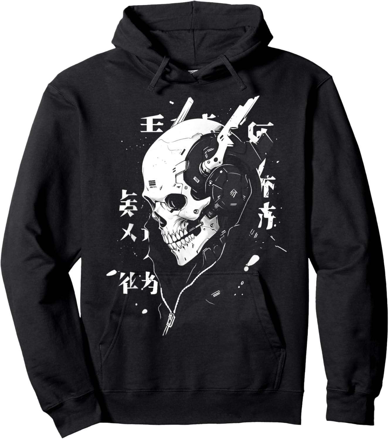 Anime Manga Skull Cyberpunk Aesthetic Techwear Harajuku Hoodie - Hoodie | Black