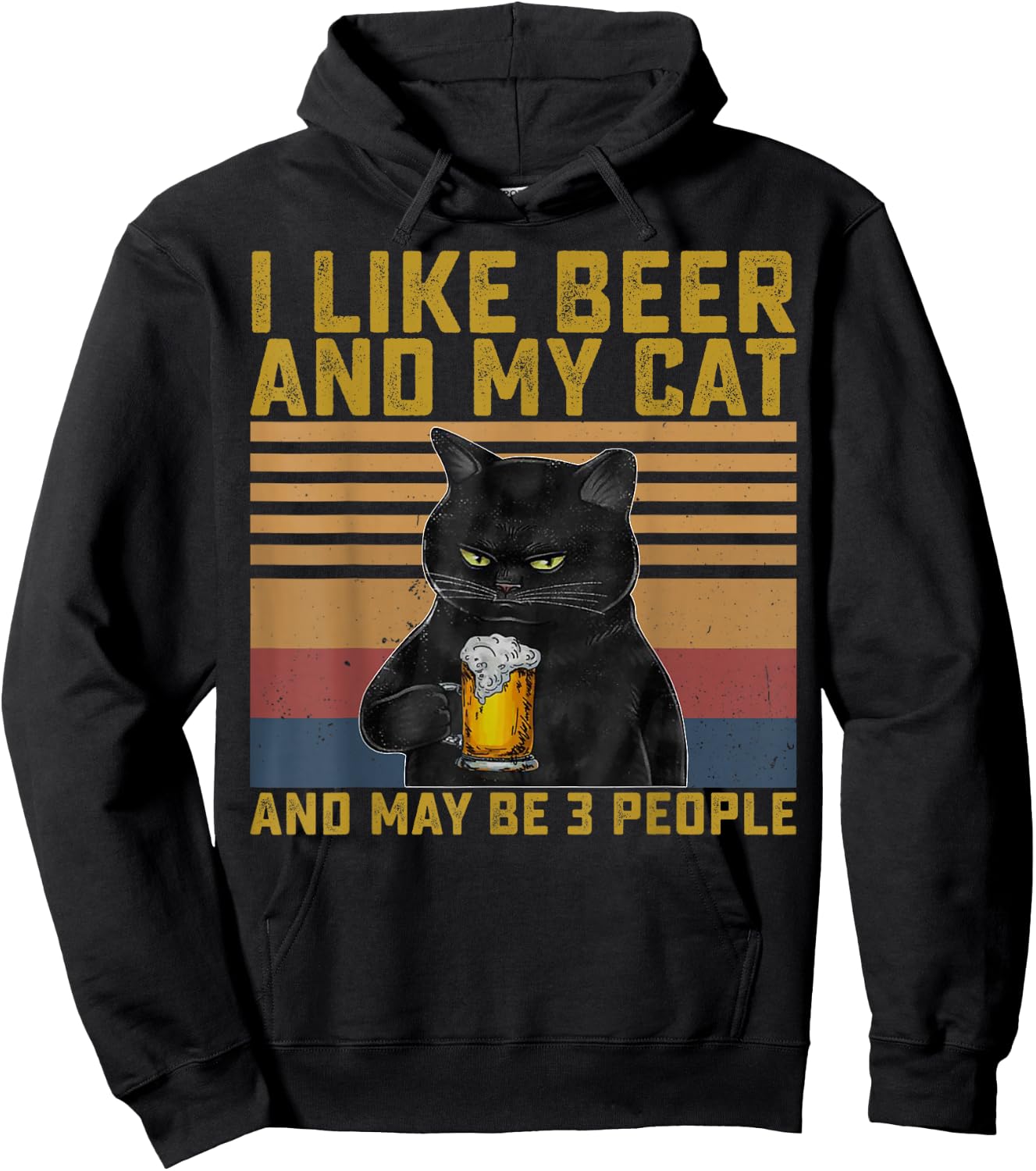 I Like Beer My Cat and Maybe 3 People Cat Lovers Gift Hoodie - Hoodie | Black