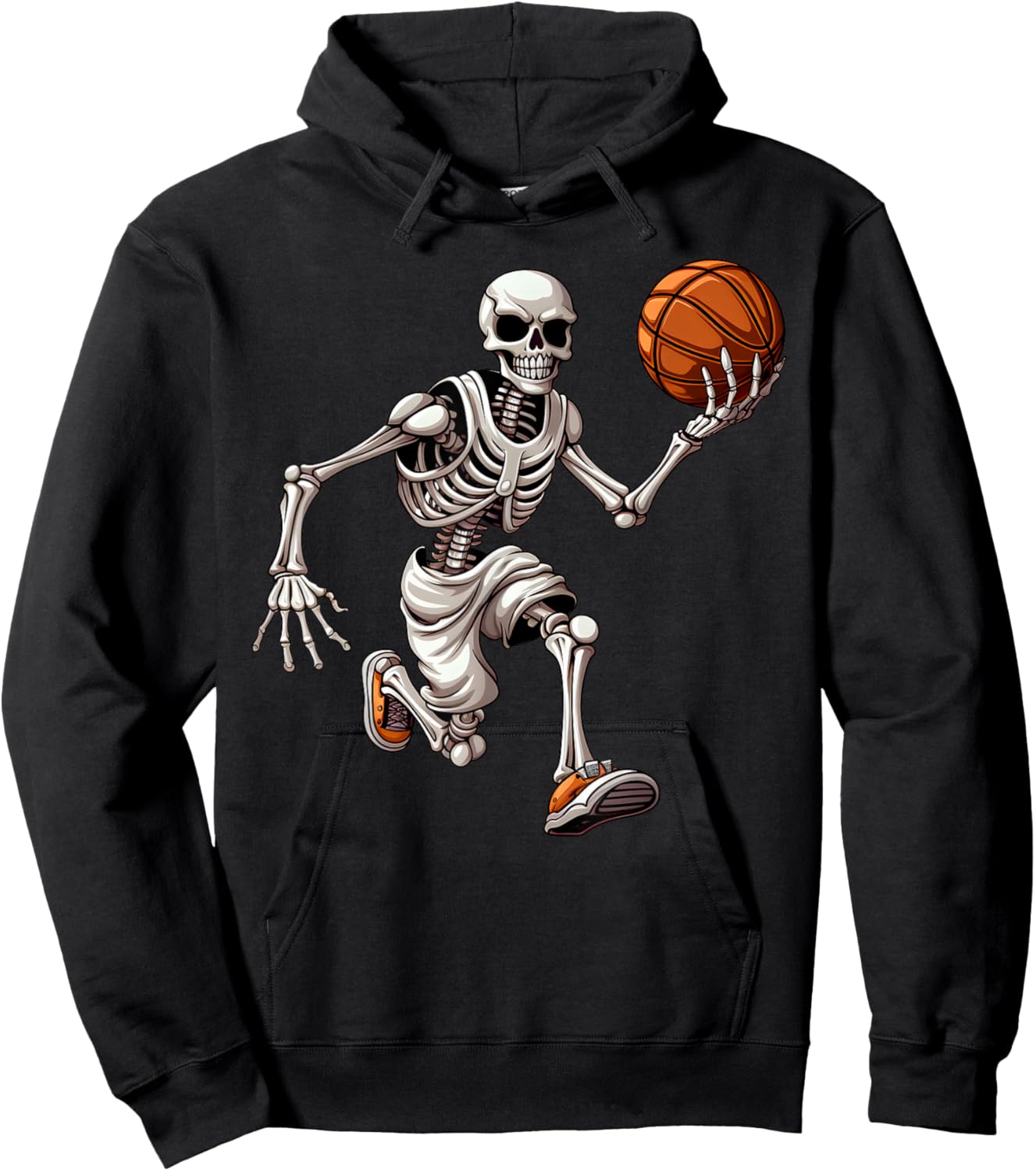 Basketball Skeleton Playing Basketball Halloween Skull Lover Hoodie - Hoodie | Black