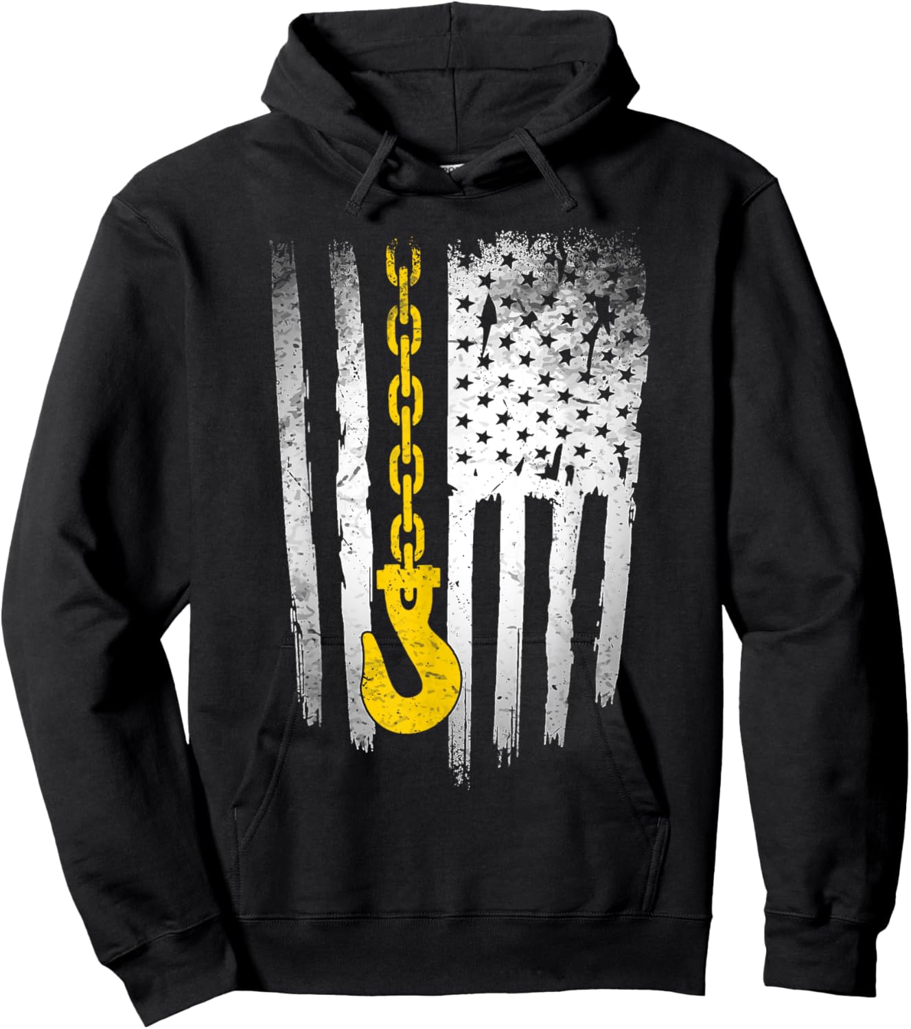 Tow Truck Driver Gift Men USA Flag Towing Hook For US Hoodie - Hoodie | Black