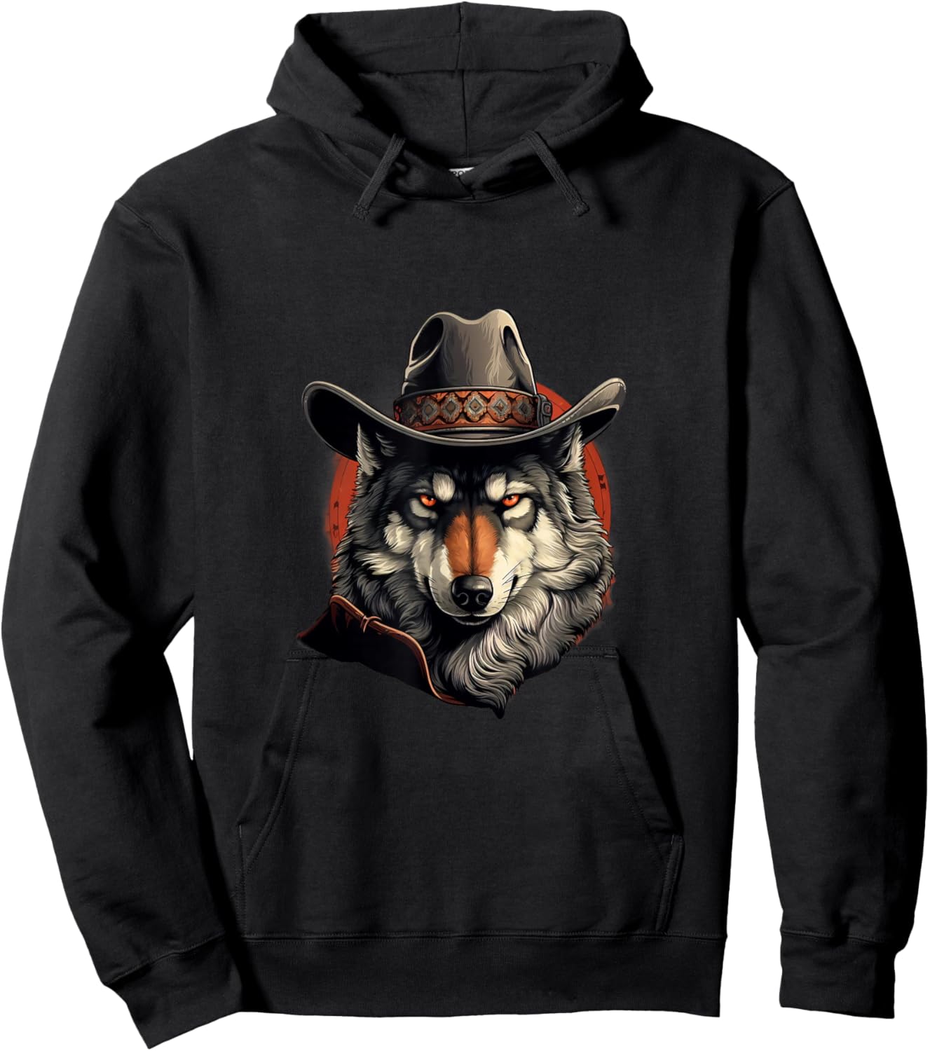 Wolf Cowboy Hat Cowgirl Western Wolf Wolves Lovers Hoodie - Hoodie | Black