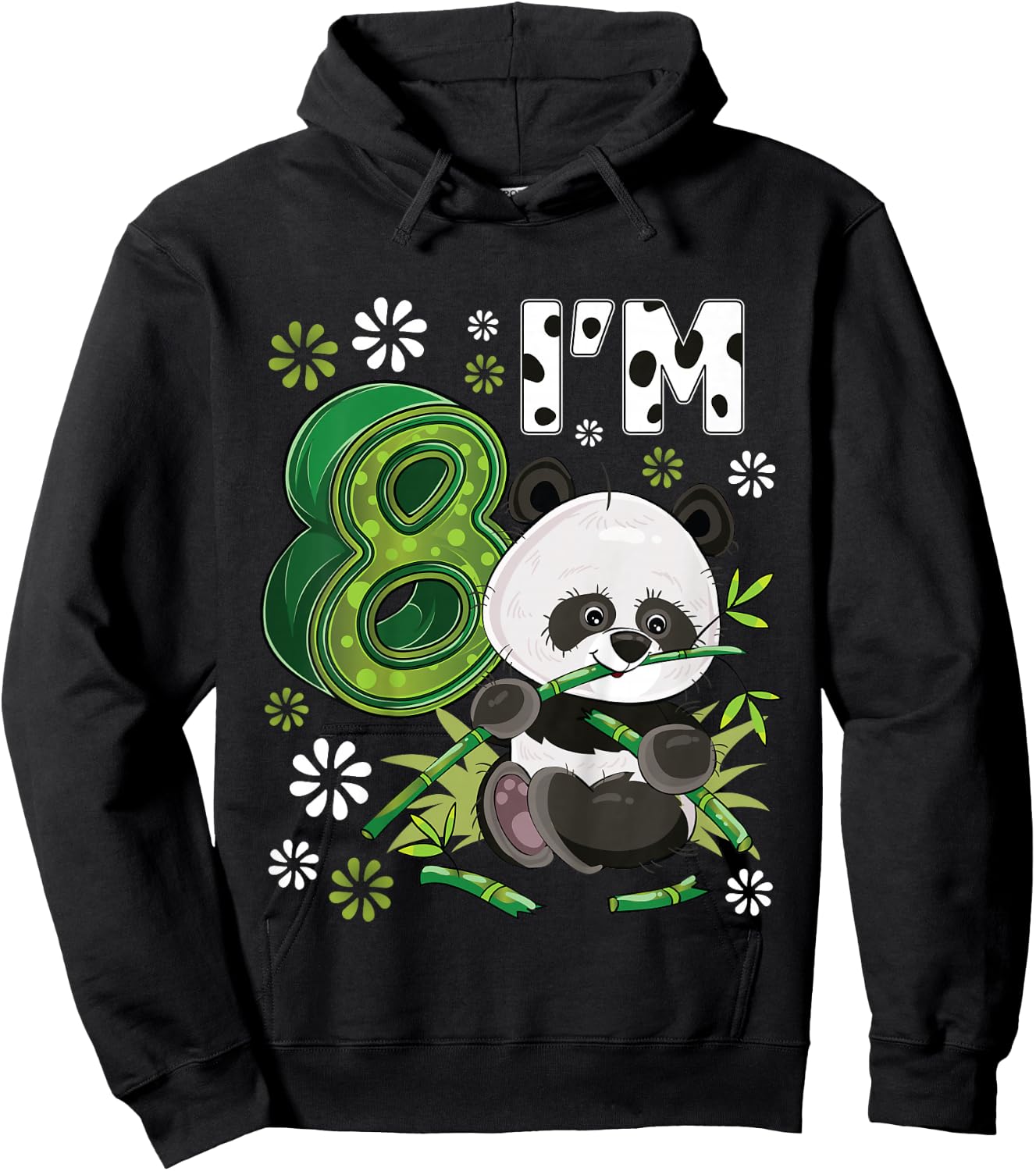 8 Year Old Panda 8th Birthday Party Animal Panda Lover Hoodie - Hoodie | Black