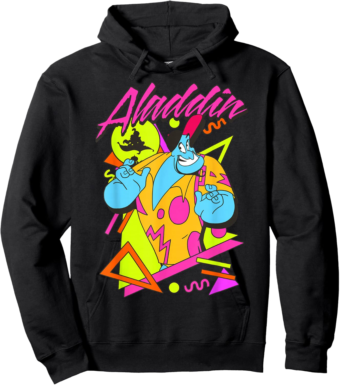 Disney Aladdin Genie 90's Style Retro Vintage Portrait Hoodie - Hoodie | Black