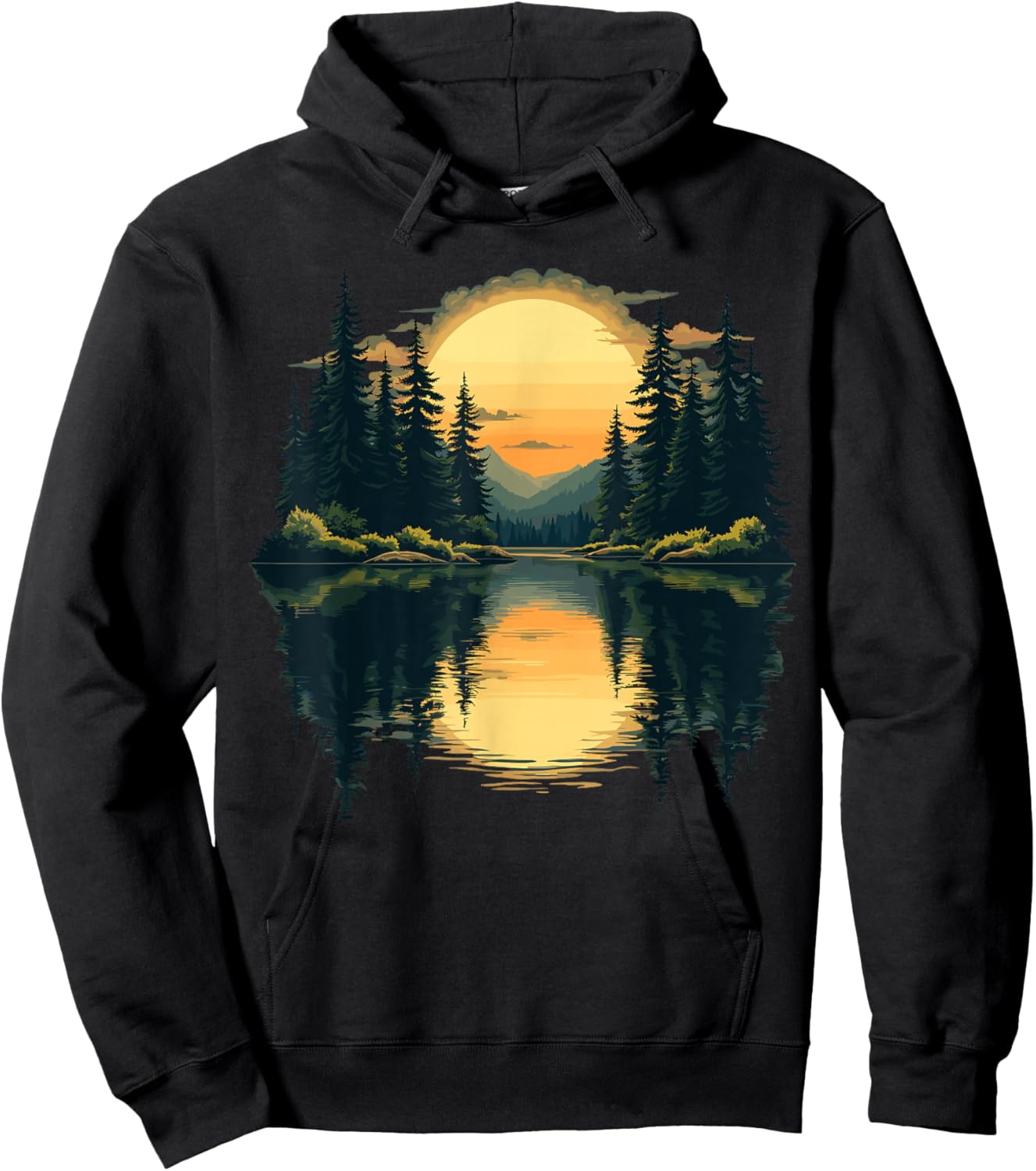 Nature Trees Reflection Forest Outdoor Wildlife Hoodie - Hoodie | Black