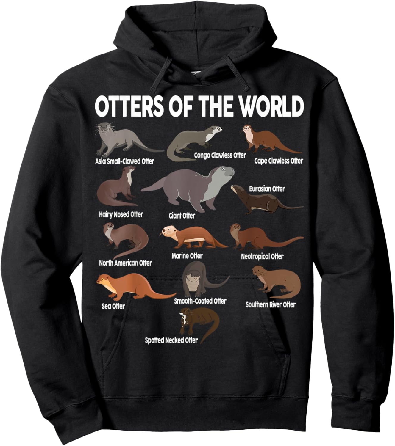 Otters- of The World Kids Girls Men Boy Blue Sea Otter Hoodie - Hoodie | Black