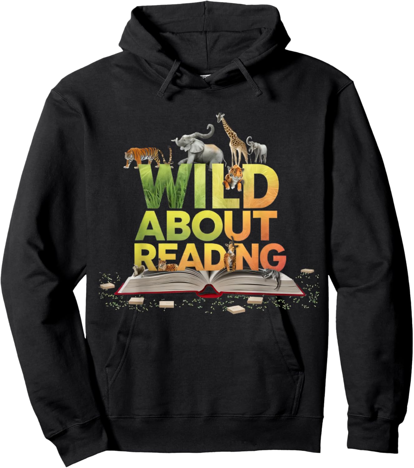 Wild About Reading Books Lovers Novelty Bookworm Library Day Hoodie - Hoodie | Black