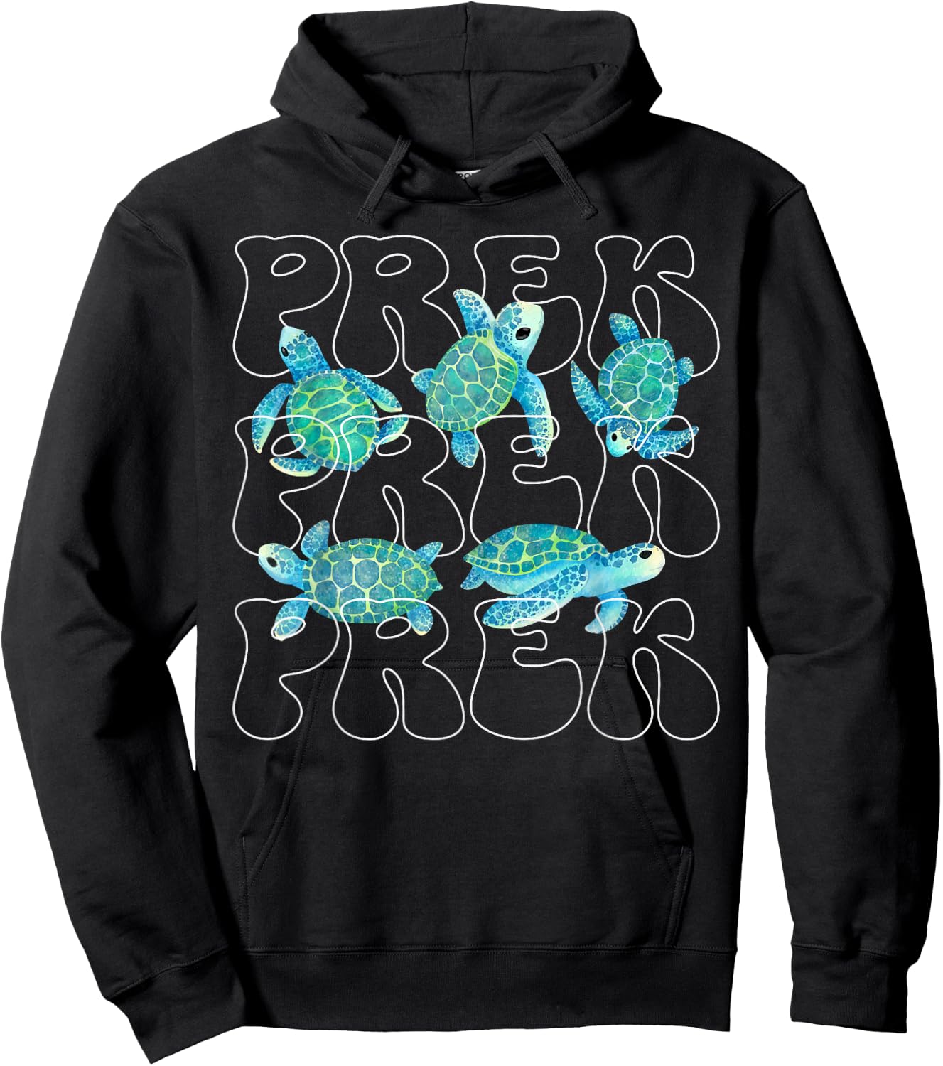 Pre K Teacher Sea Turtle Ocean Animal Lover Teach Beach Vibe Hoodie - Hoodie | Black