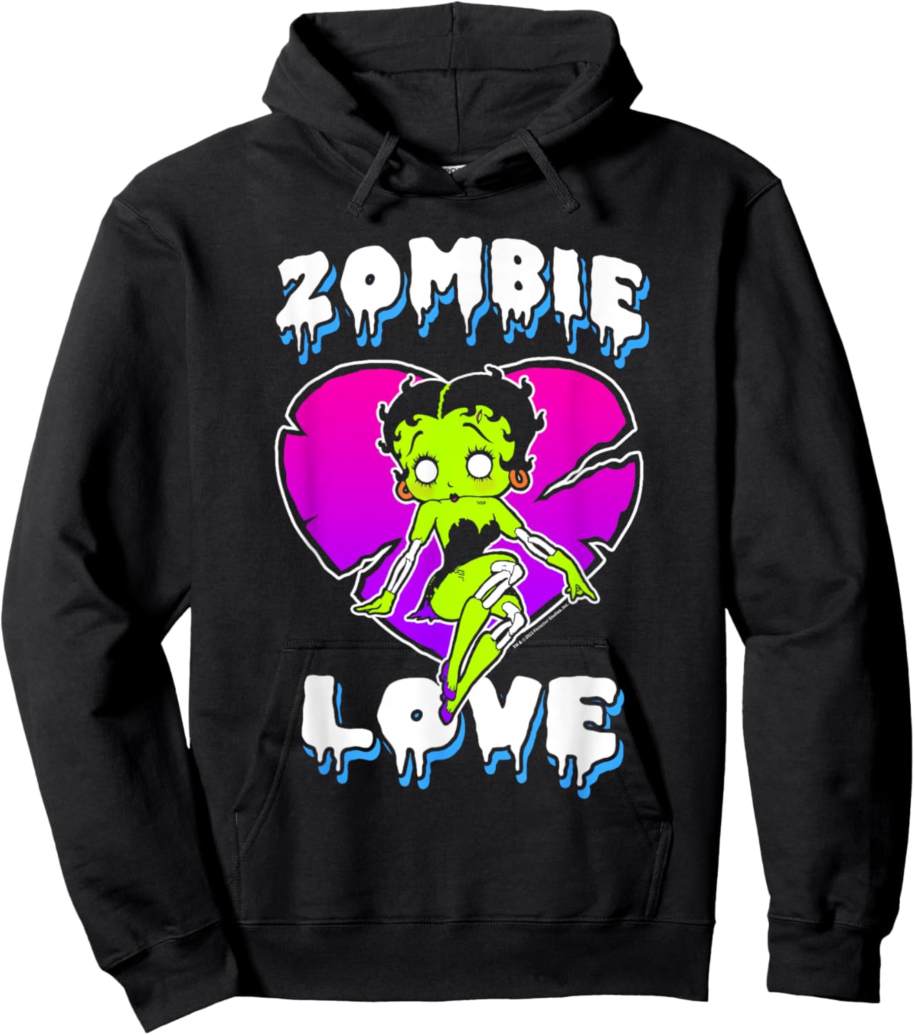 Betty Boop Halloween Zombie Love Death Heart Logo Hoodie - Hoodie | Black