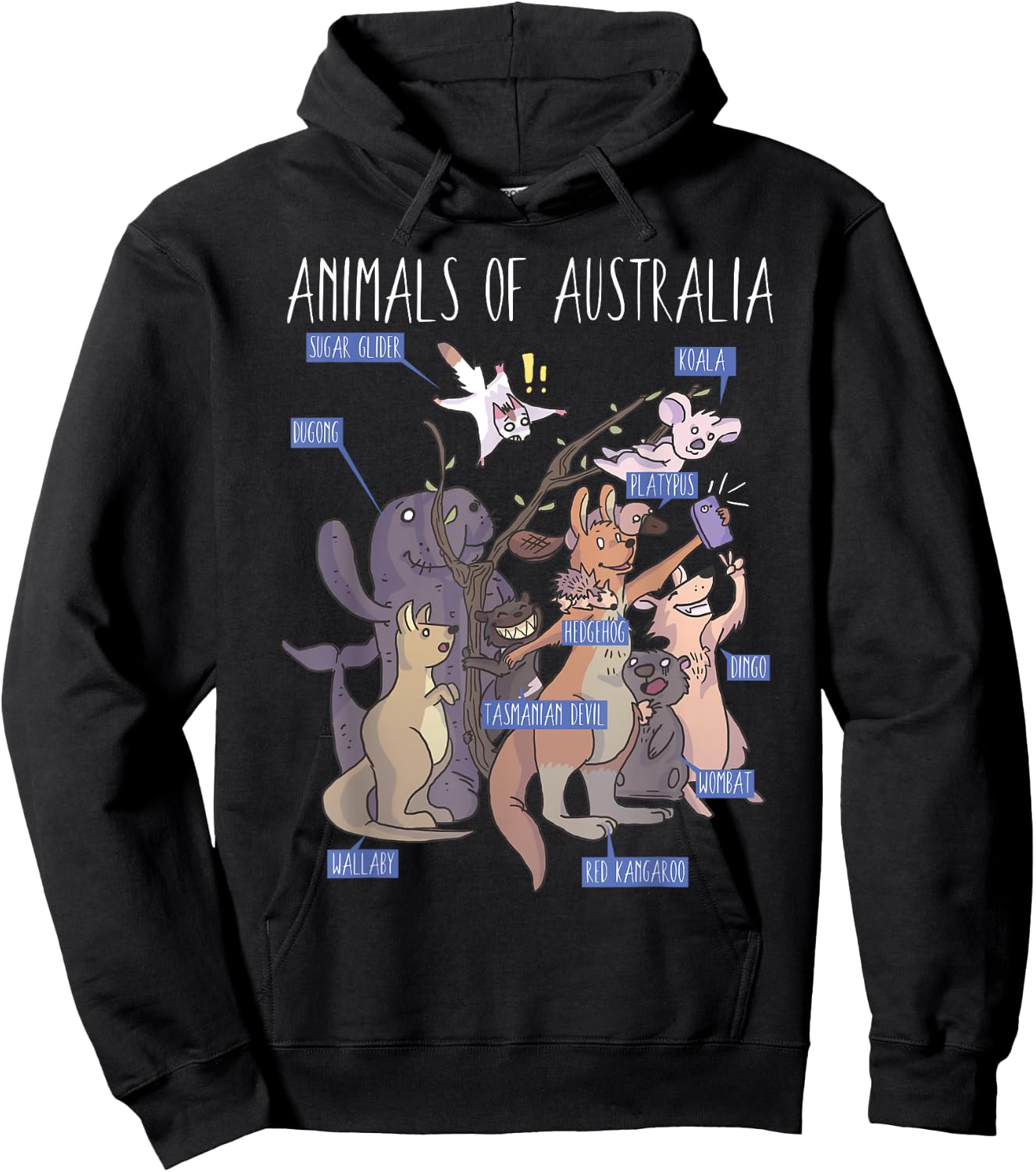 Animals Of Australia Australian Animal Educational Hoodie - Hoodie | Black