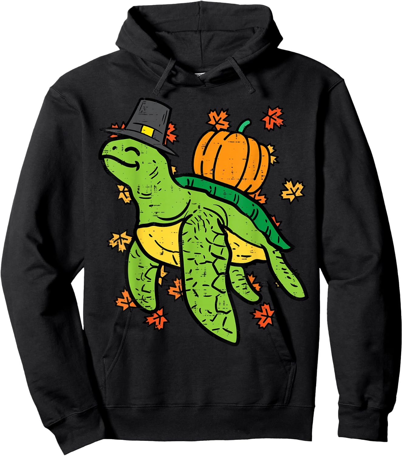 Thanksgiving Sea Turtle Cute Tortoise Fall Men Women Kids Hoodie - Hoodie | Black