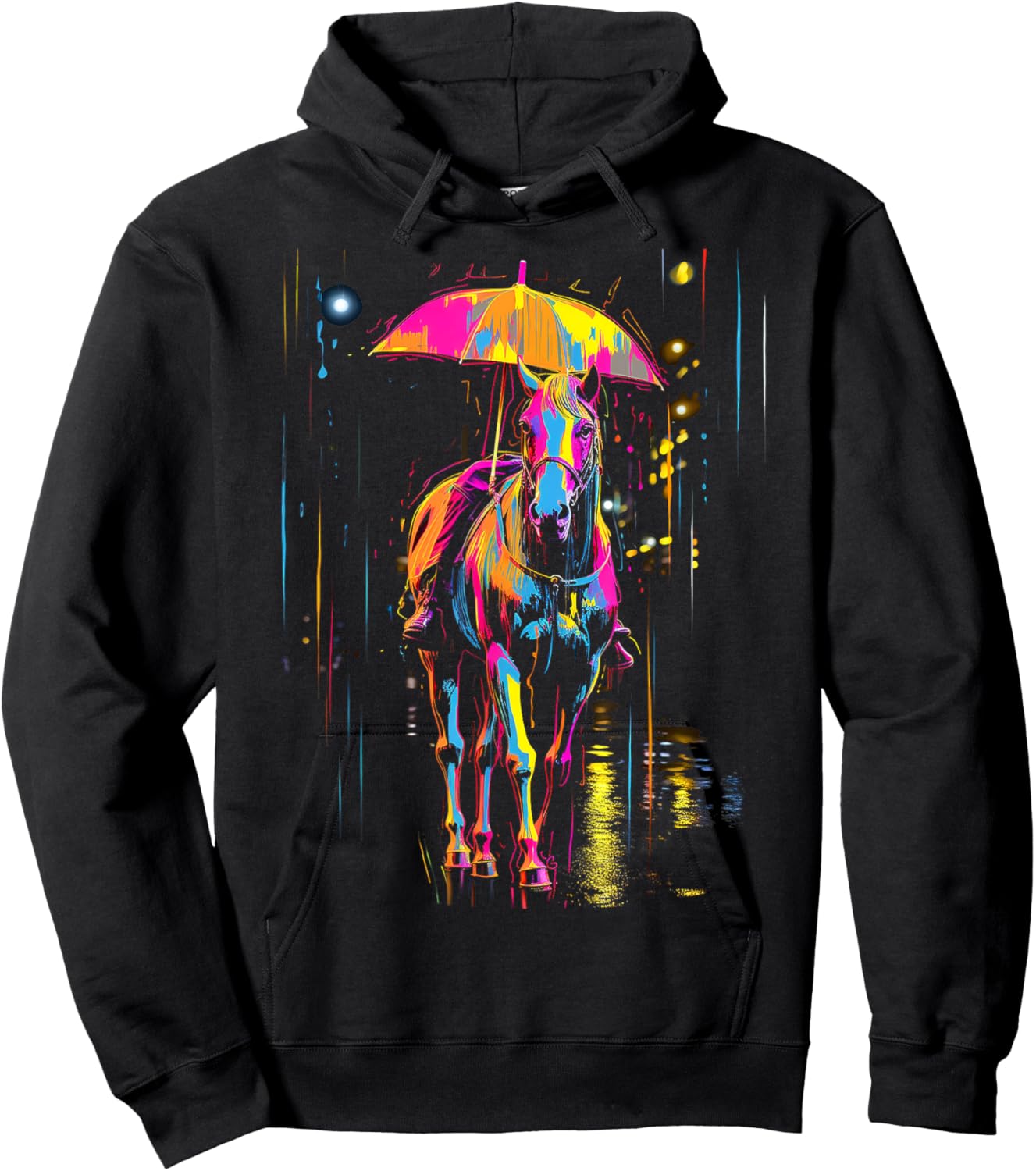 Horse Art Abstract Animal Colorful Artwork Graphic Horse Hoodie - Hoodie | Black