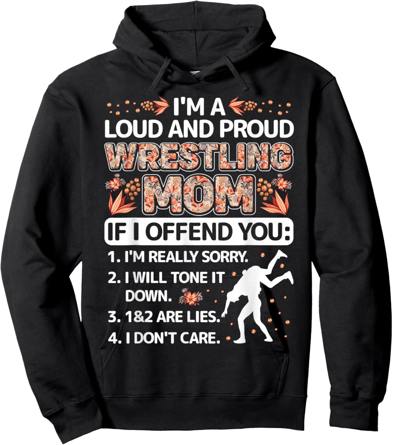 I'm Loud And Proud Wrestling Mom mothers day gifts floral Hoodie - Hoodie | Black