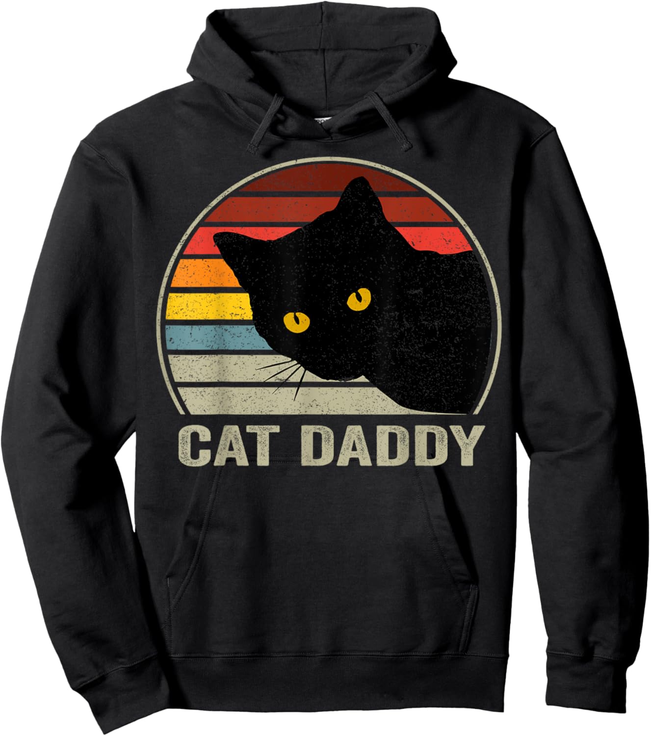 Cat Daddy Vintage Cat 80s Retro Style , Cat Dad Hoodie - Hoodie | Black