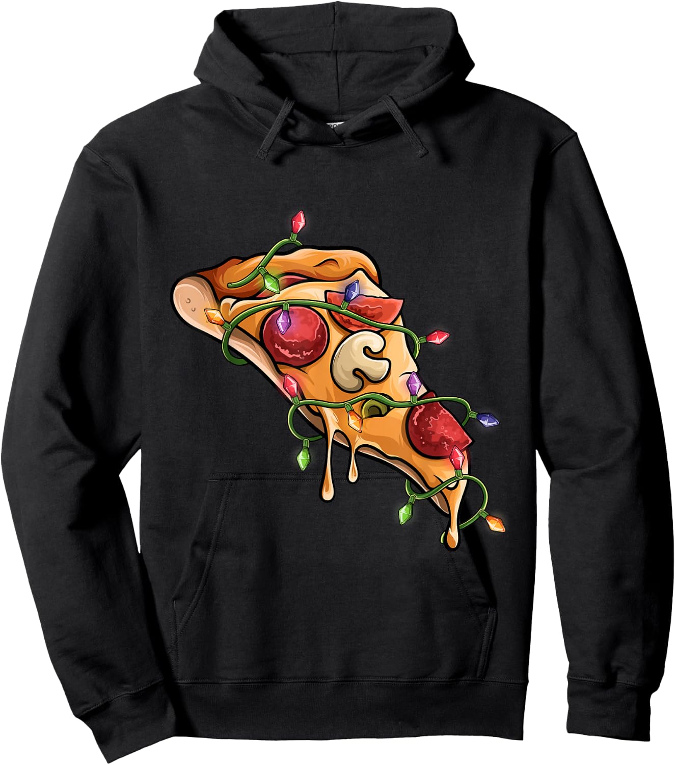 slice of pizza Christmas PJs pizza pajama men women kids Hoodie - Hoodie | Black