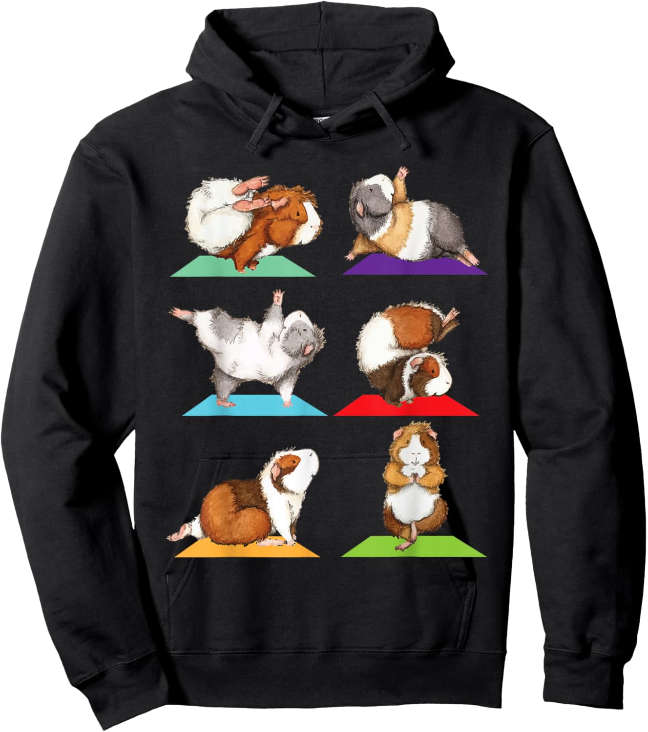 Guinea Pig Yoga - Fitness Exercise Animal Rodent Pet Lover Hoodie - Hoodie | Black