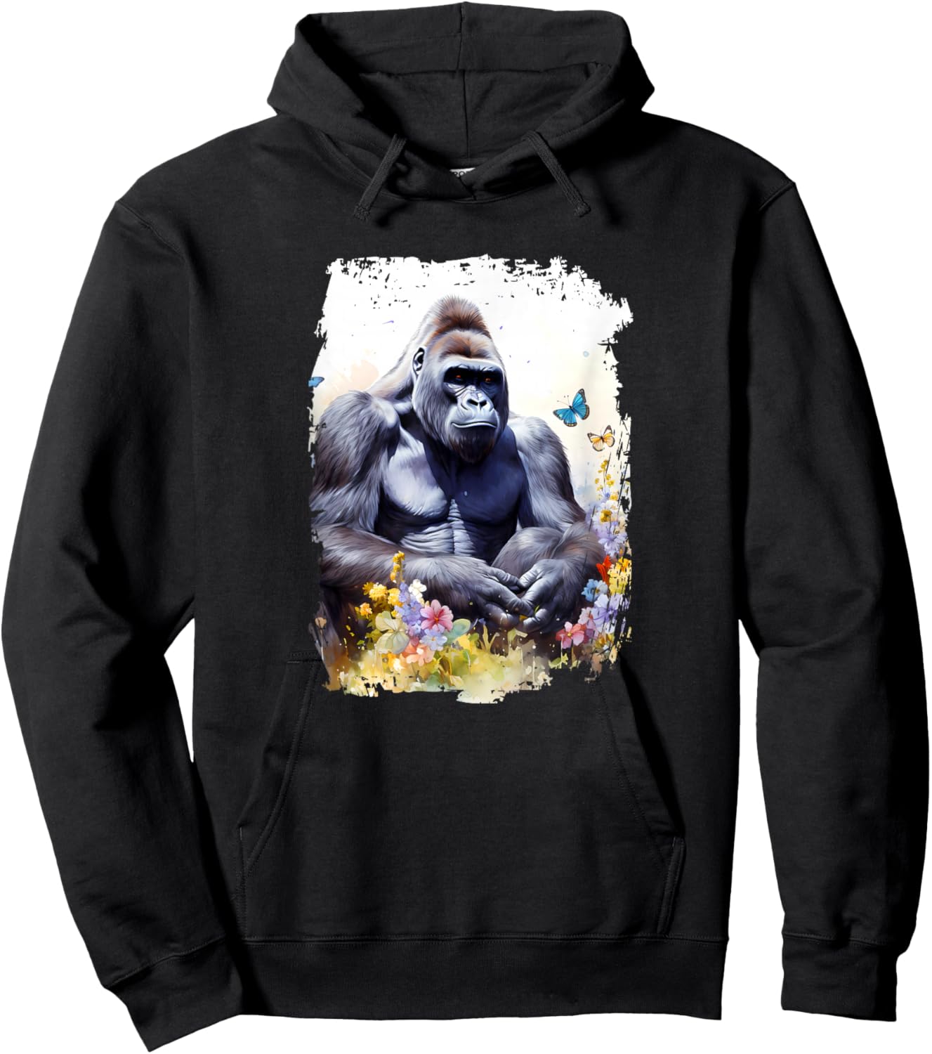 Gorilla Flower Butterfly Hoodie - Hoodie | Black
