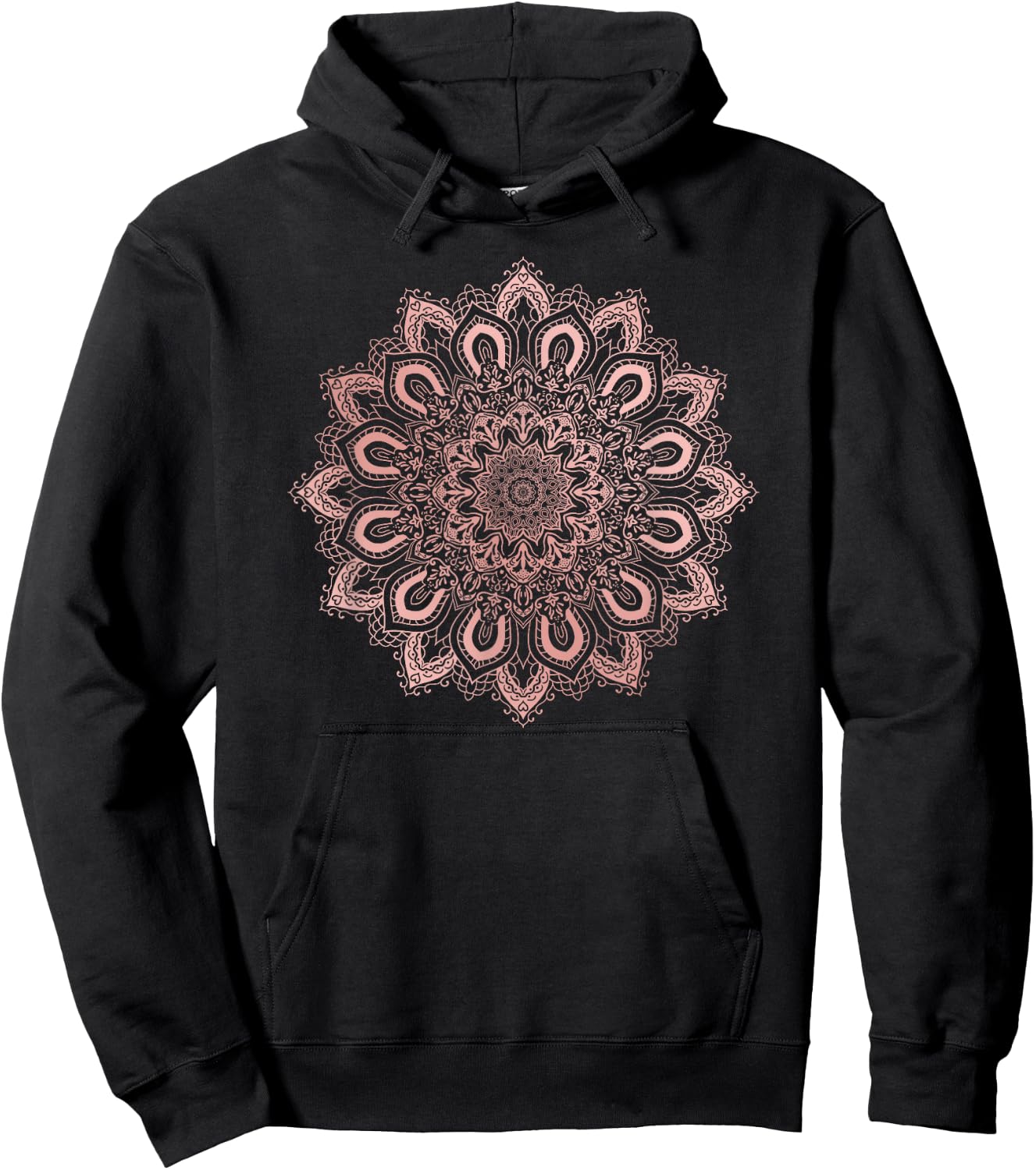 Lotus Flower Ornate Yoga Mandala Hoodie - Hoodie | Black