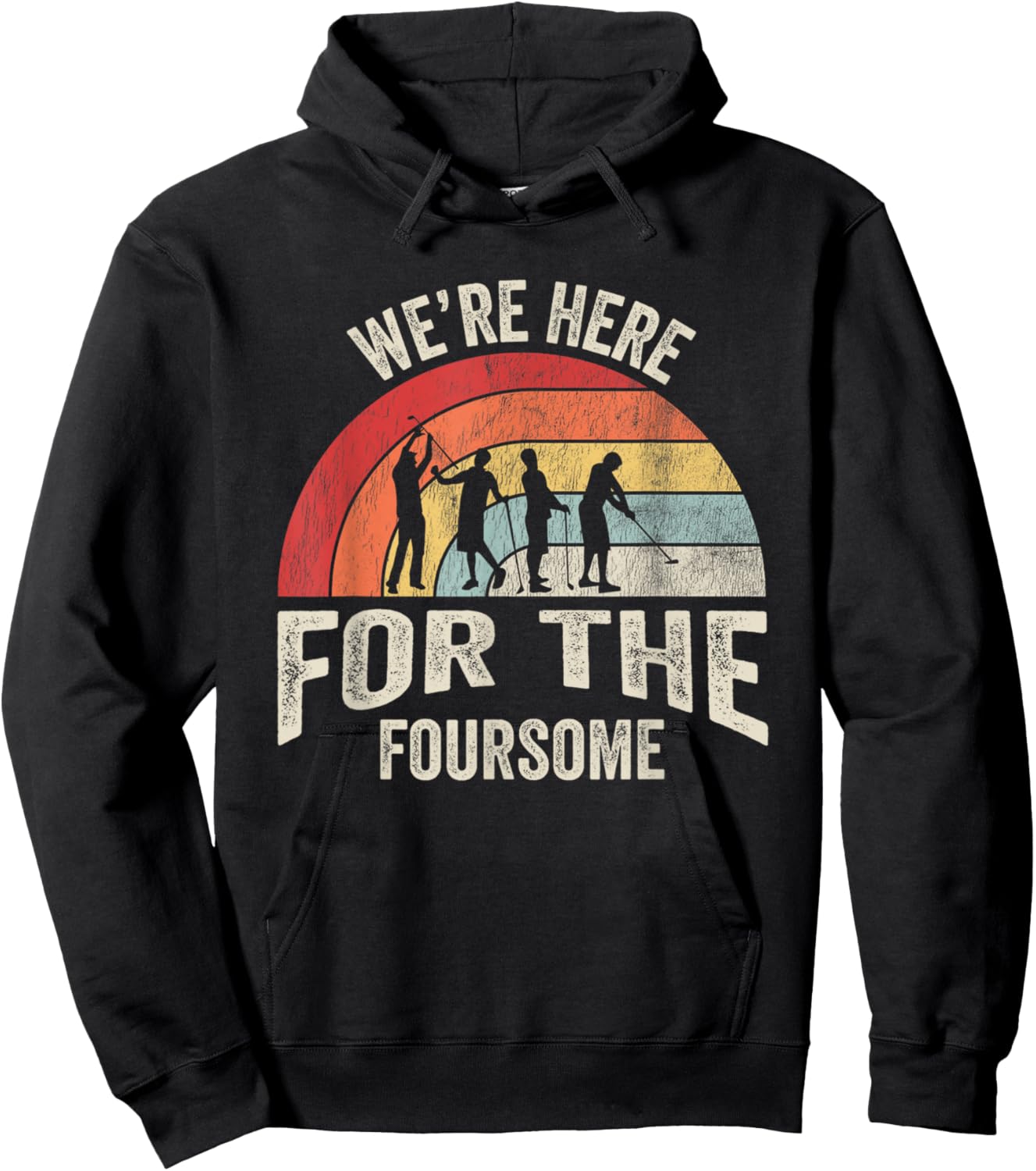 We're Here For The Foursome Golf Fun Hoodie - Hoodie | Black