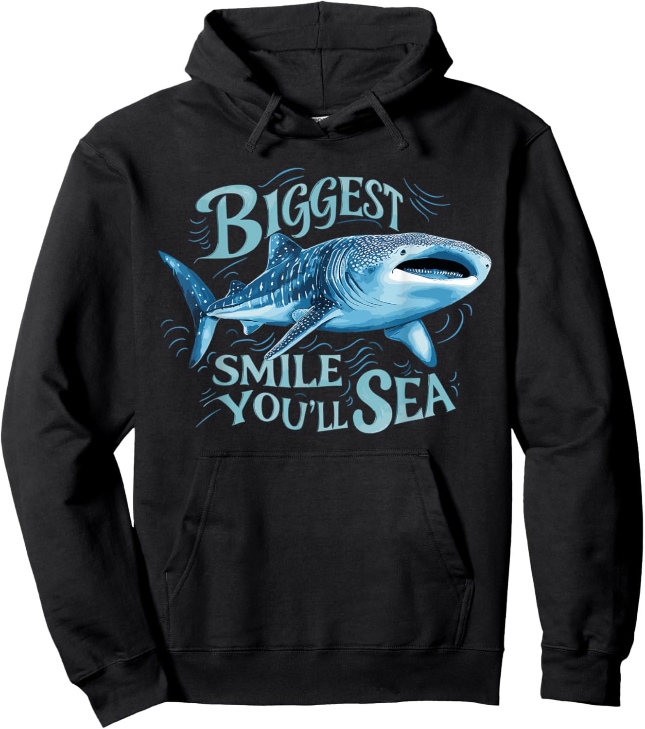 Funny Whale Shark Biggest Smile Pun Hoodie - Hoodie | Black