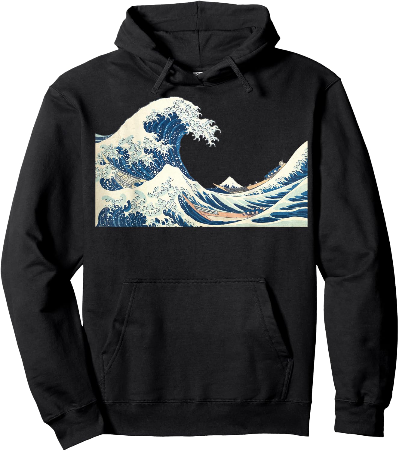Great Wave Off Kanagawa Katsushika Hokusai Surfing Ocean Hoodie - Hoodie | Black