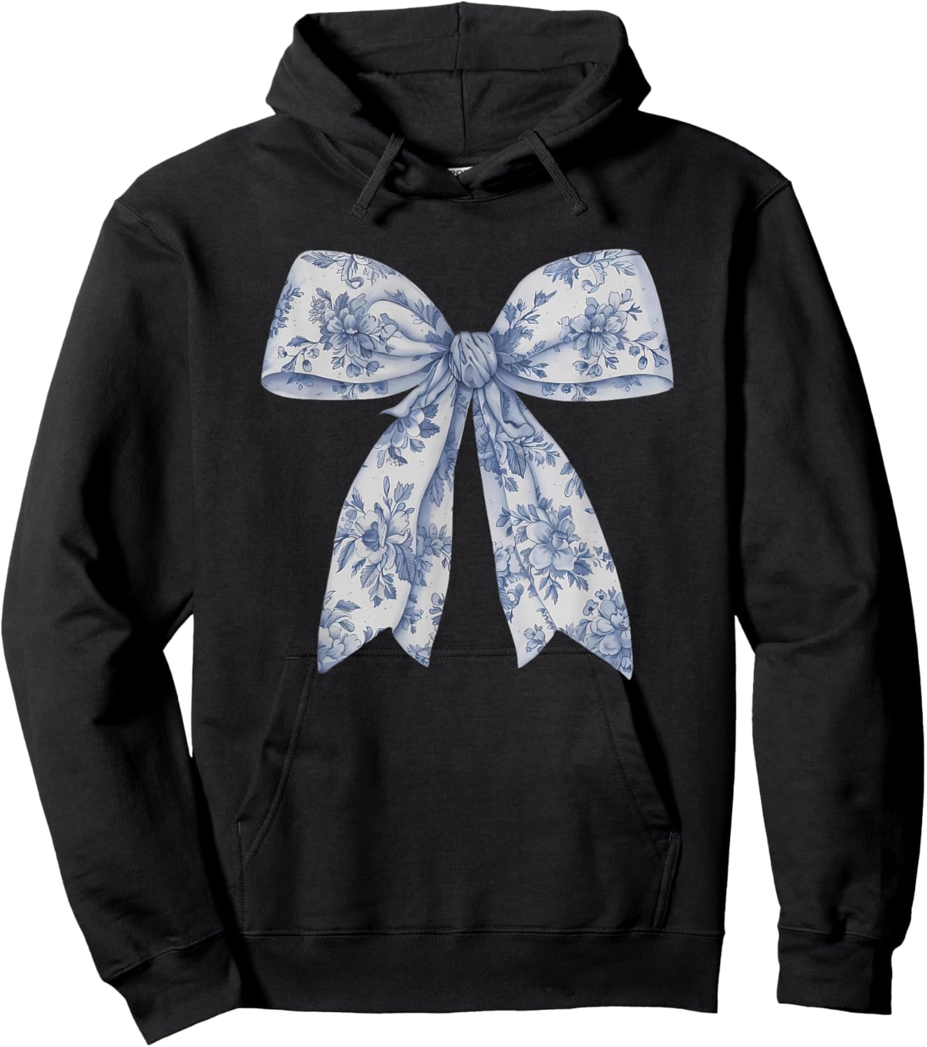Bow Shirt | Blue Bow and Ribbon Graphic Cute for Girl Women Hoodie - Hoodie | Black