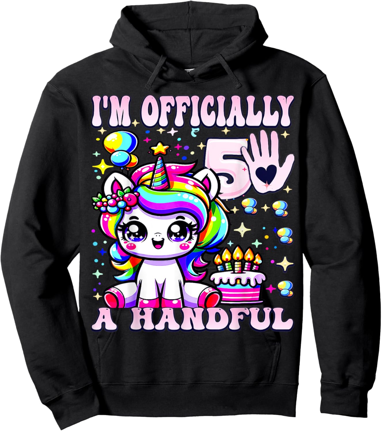 I'm Officially a Handful Birthday 5th Unicorn for girls Hoodie - Hoodie | Black